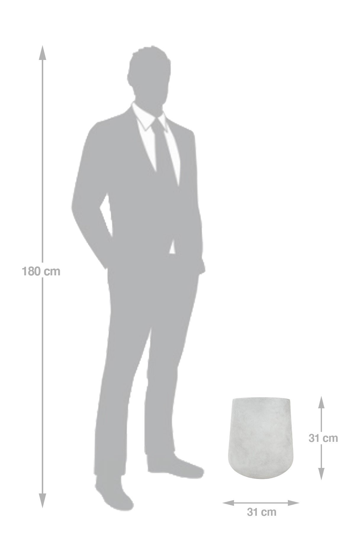 Ghiveci plante D30xH31 cm. gri ciment