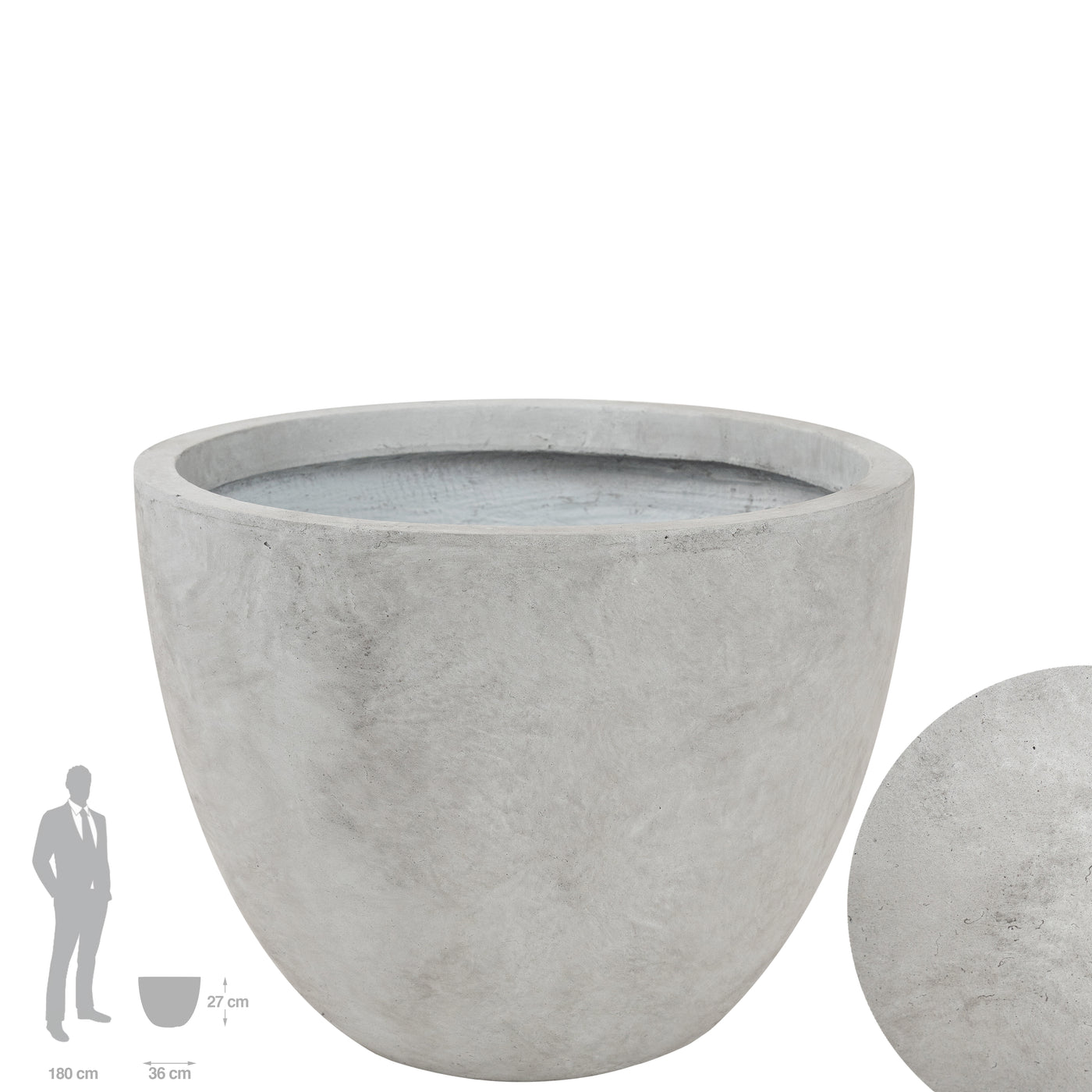 Ghiveci plante D36xH27 cm. gri ciment