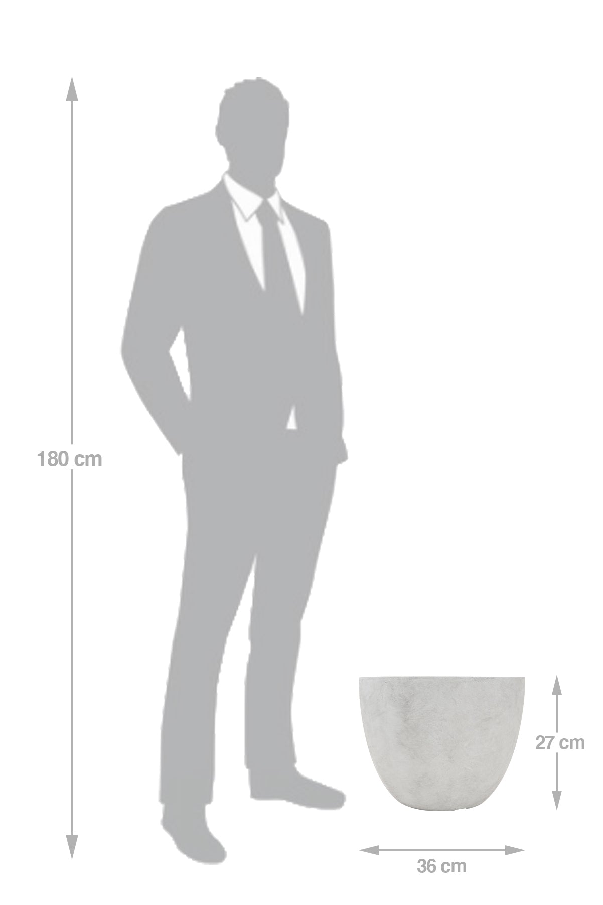 Ghiveci plante D36xH27 cm. gri ciment