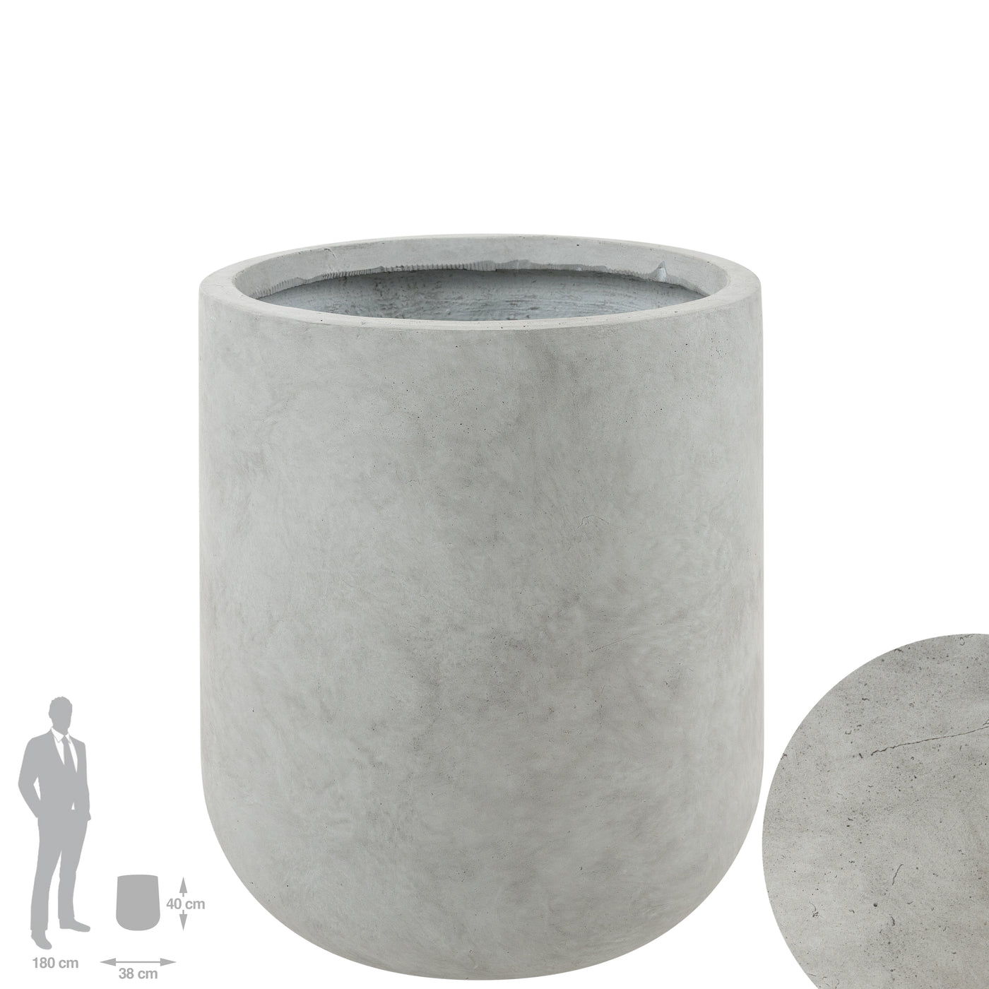 Ghiveci plante D38xH40 cm. gri ciment