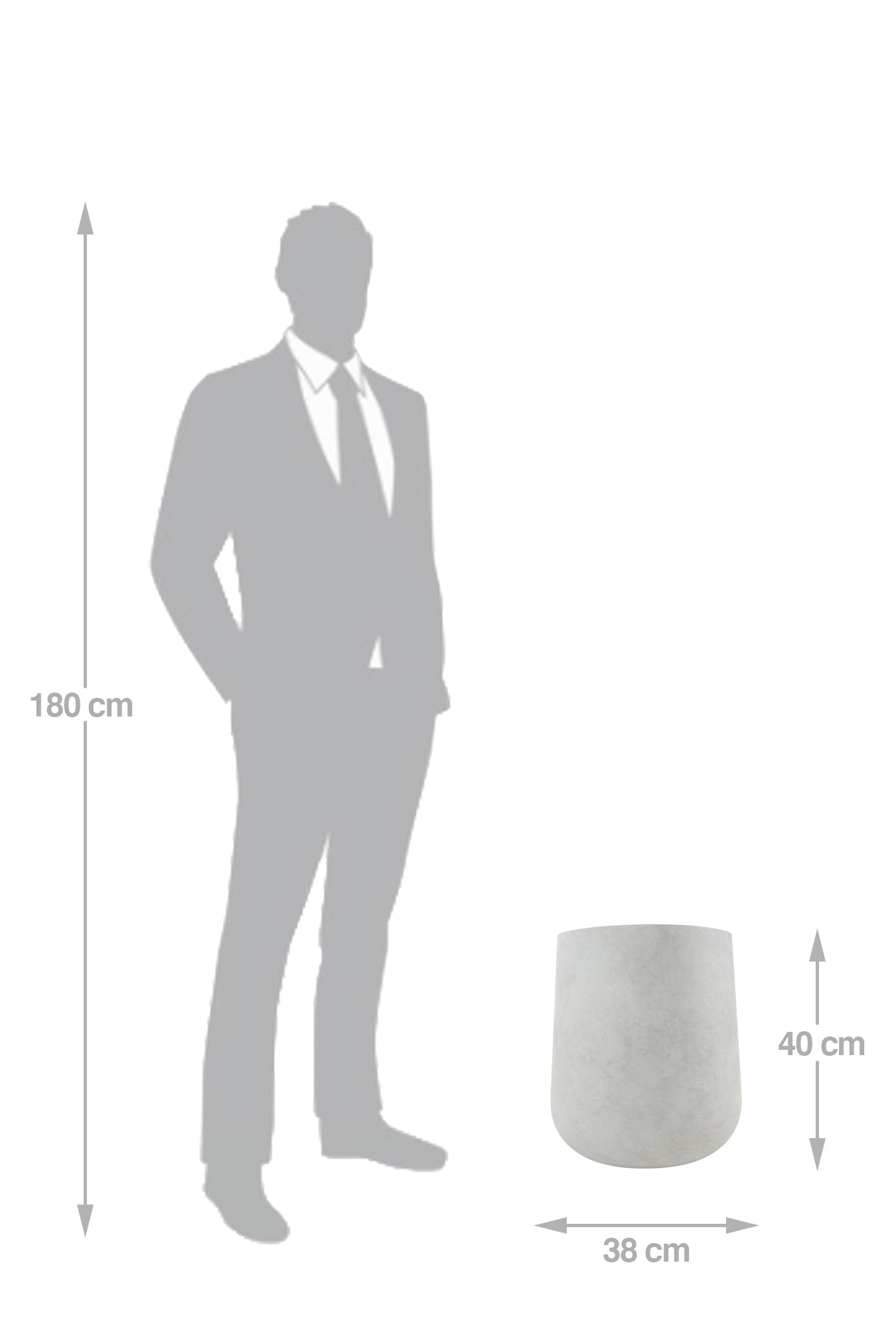 Ghiveci plante D38xH40 cm. gri ciment