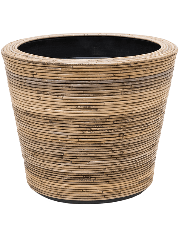 Ghiveci plante D53xH44cm Drypot Rattan Stripe Round grey