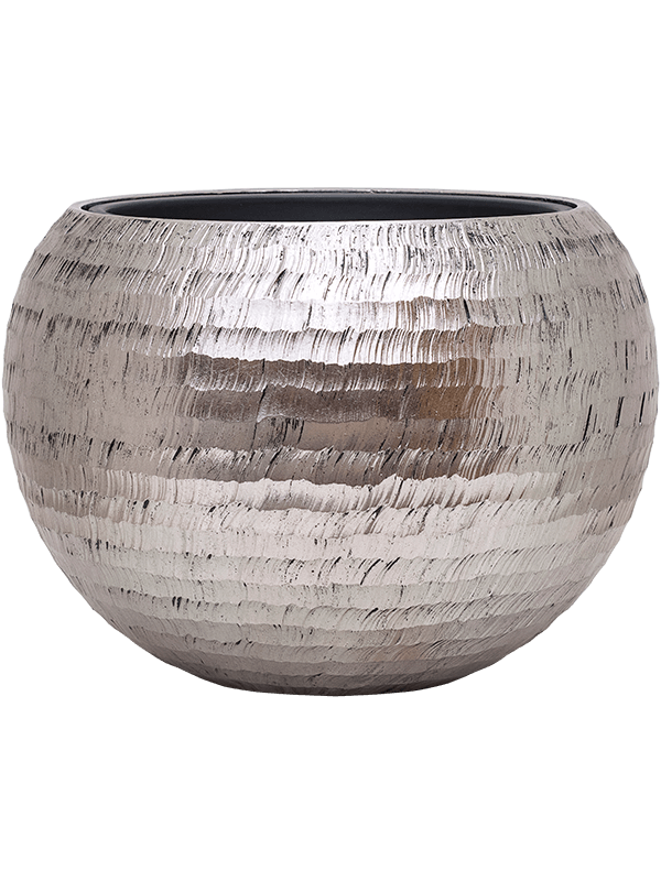 Ghiveci plante D60xH43cm Baq Opus Hammered Globe Silver (with liner)