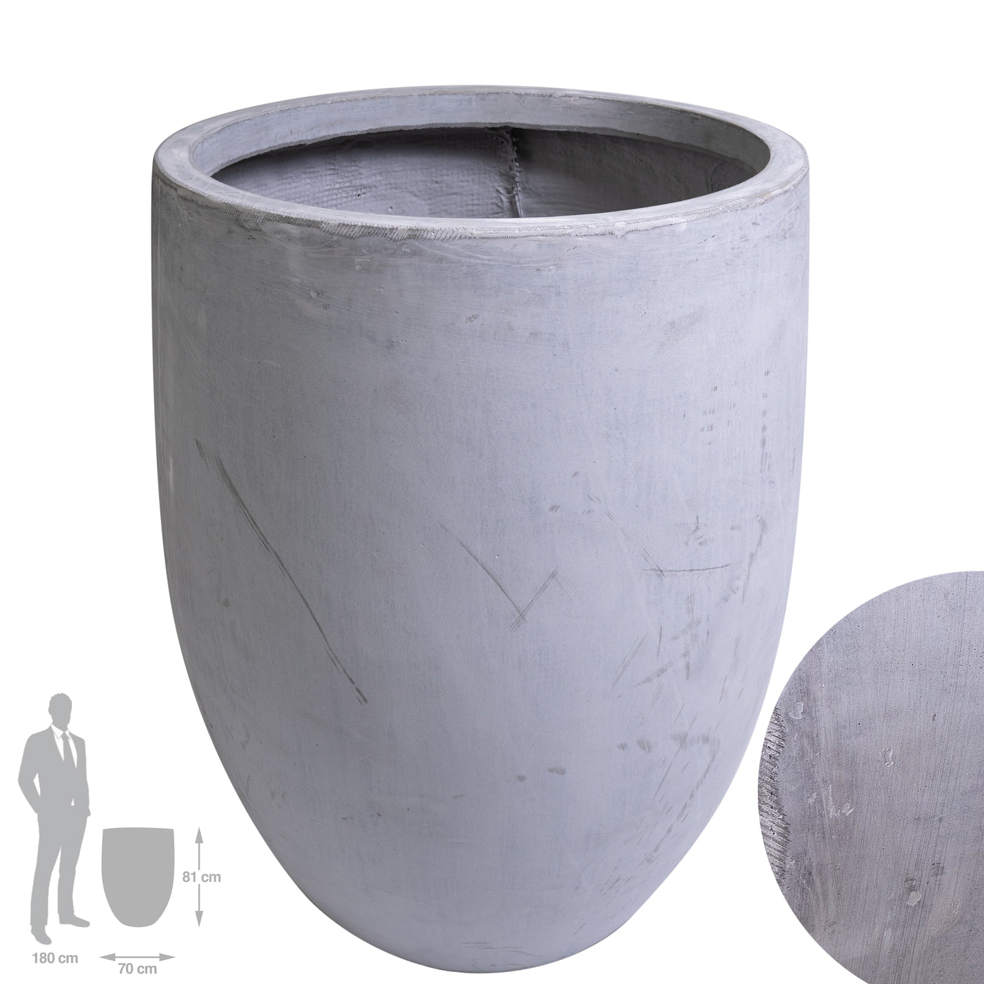 Ghiveci plante D70xH81 cm. gri ciment