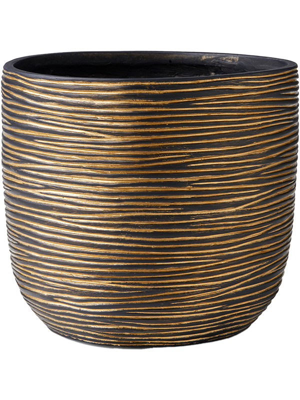 Ghiveci plante D9xH8cm Capi Nature Rib Planter Ball Black Gold