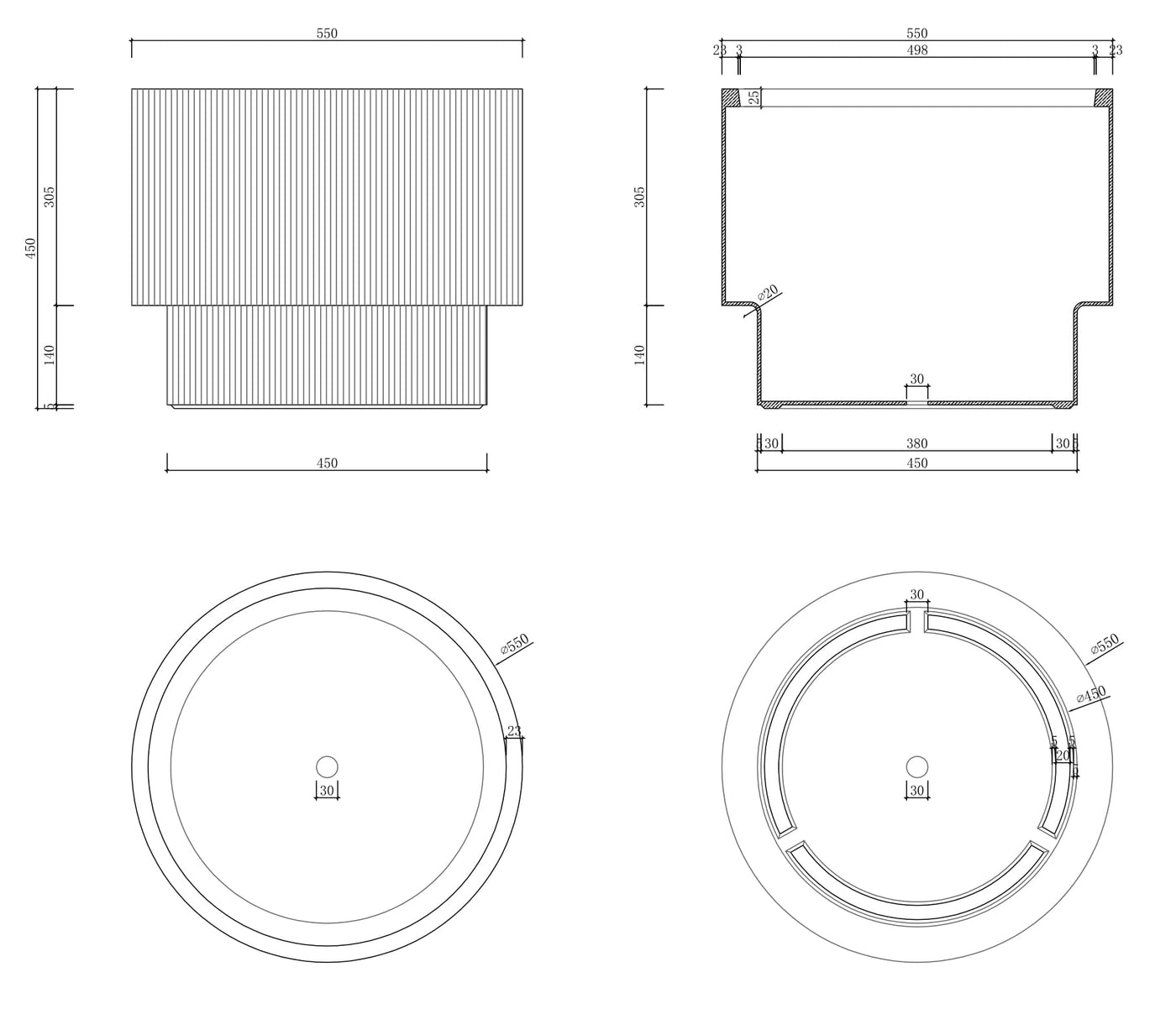 Ghiveci plante Groove H45xD55 cm crem