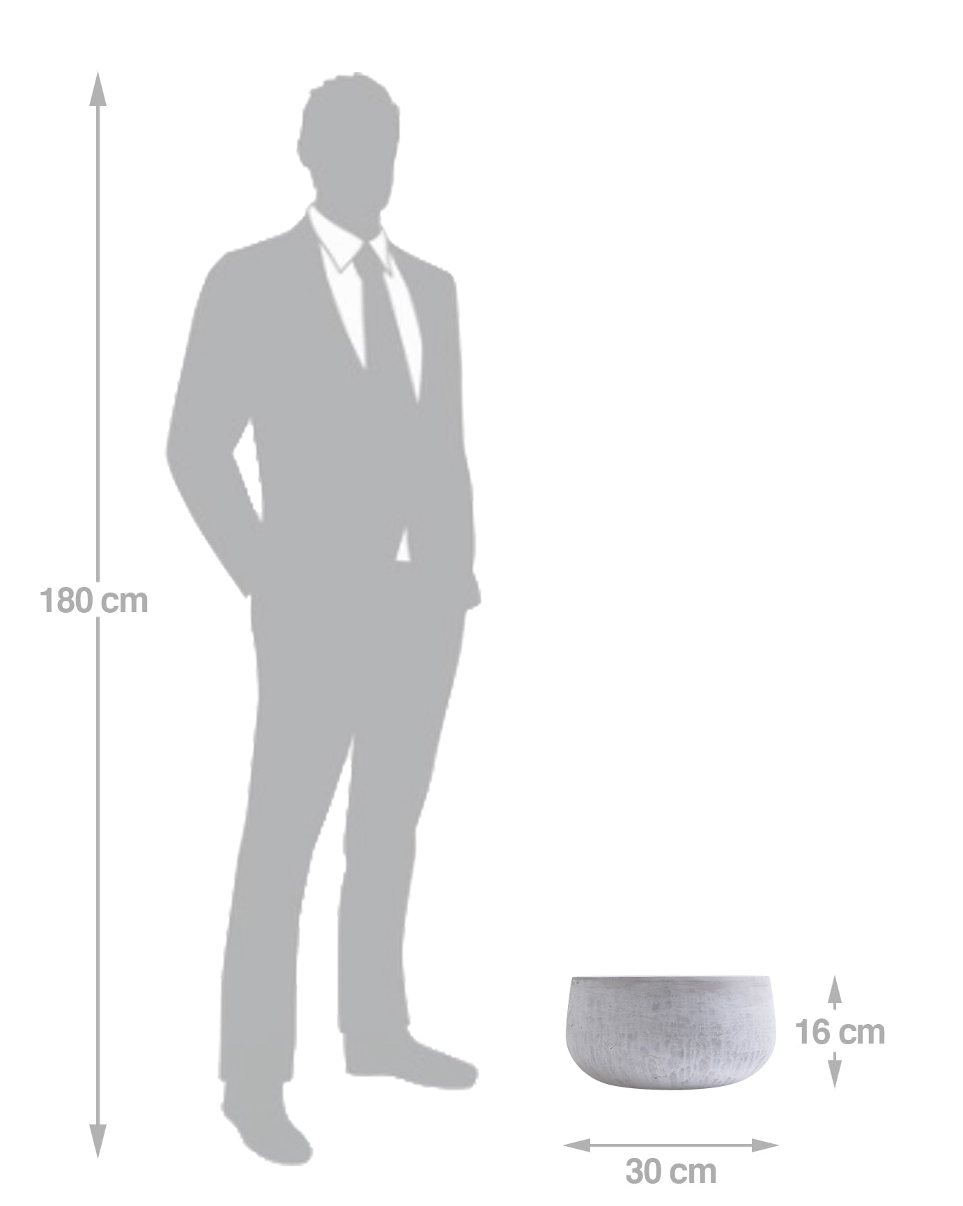 Ghiveci plante H16xD30 cm. gri ciment