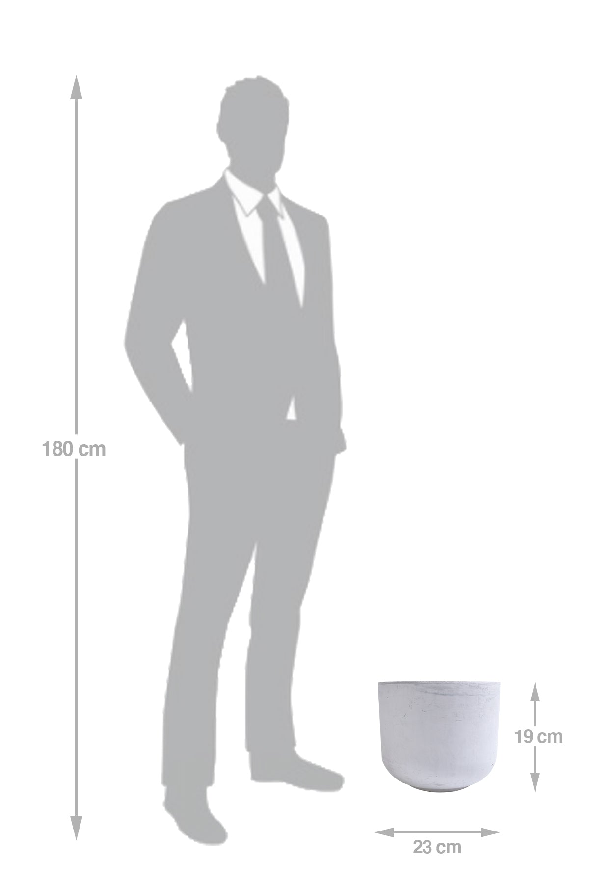 Ghiveci plante H19xD23 cm. gri ciment