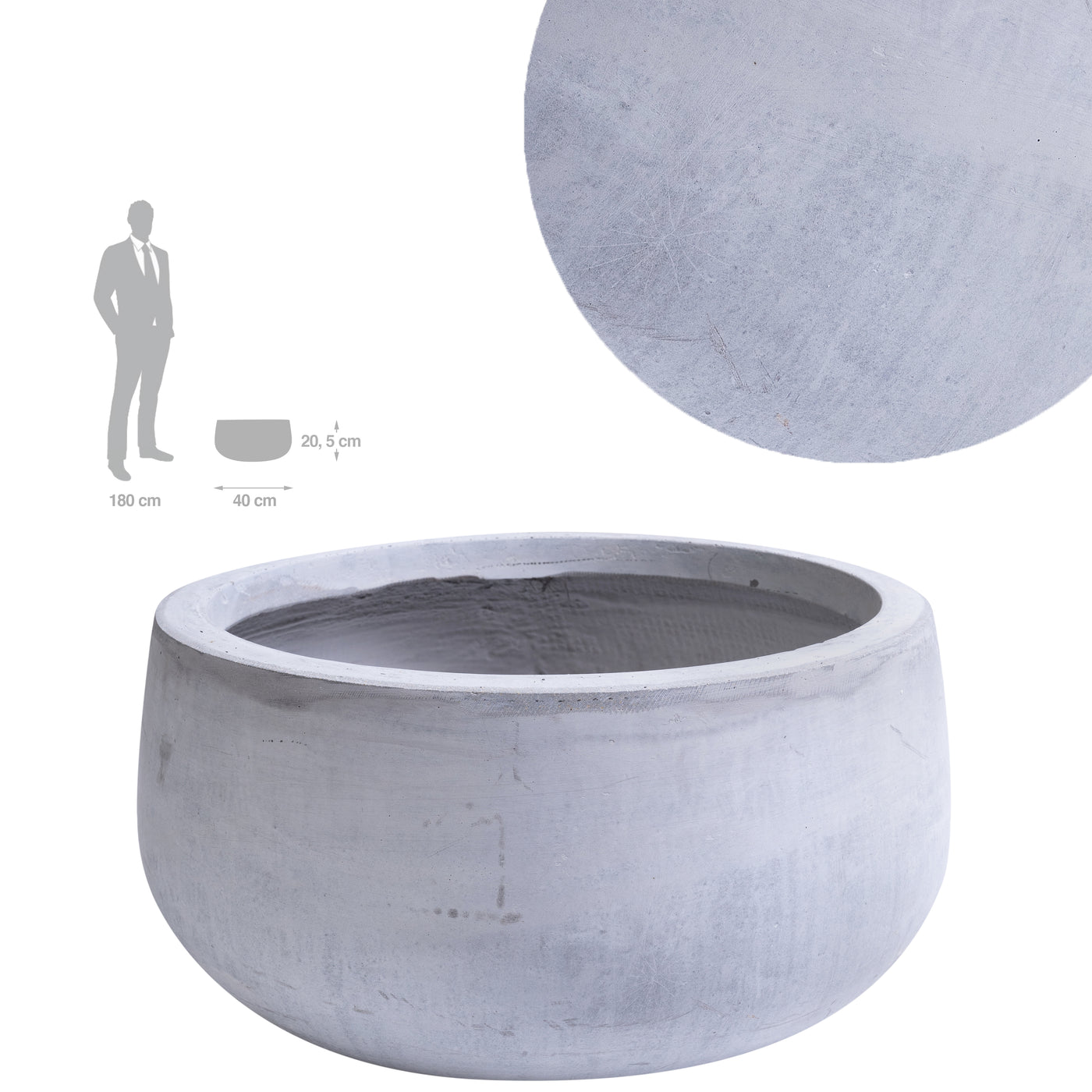 Ghiveci plante H20.5xD40 cm. gri ciment