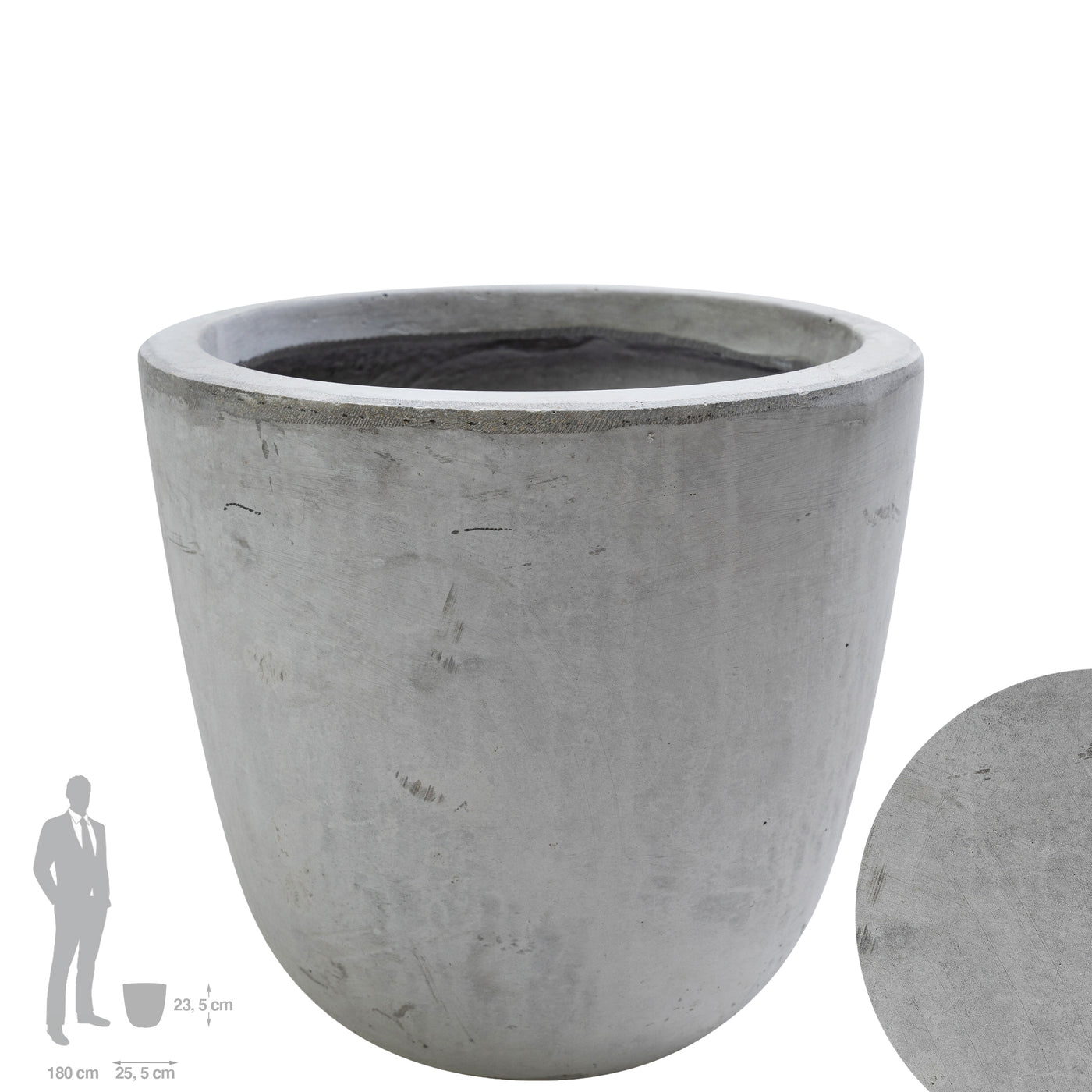 Ghiveci plante H23.5xD25.5 cm. gri ciment