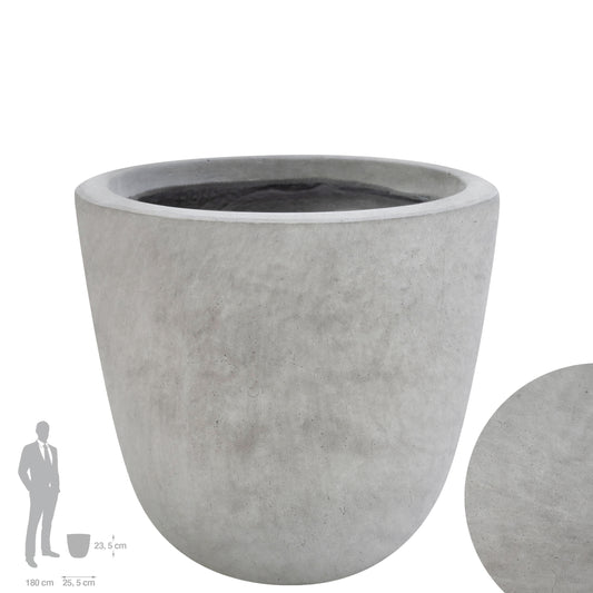 Ghiveci plante H23.5xD25.5 cm. gri ciment