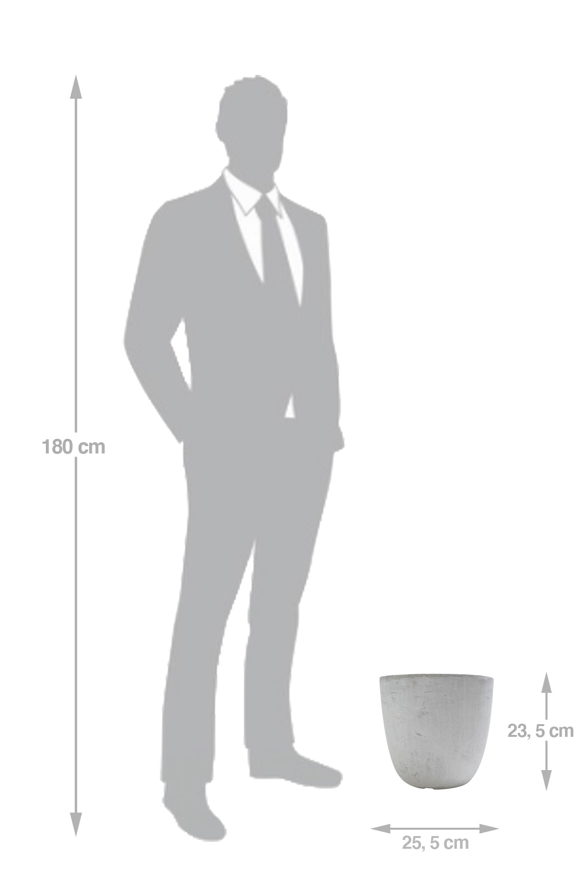 Ghiveci plante H23.5xD25.5 cm. gri ciment