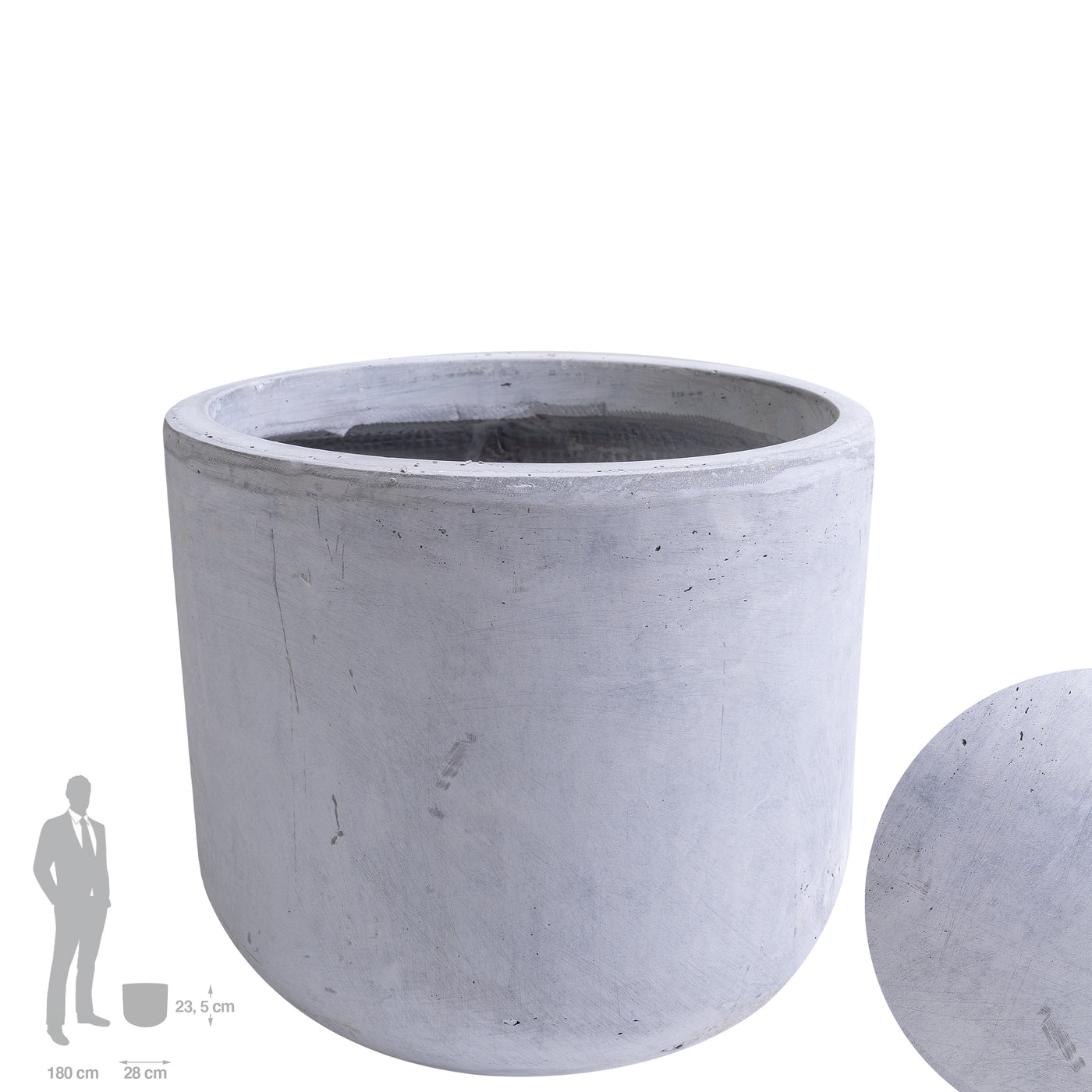 Ghiveci plante H23.5xD28 cm. gri ciment