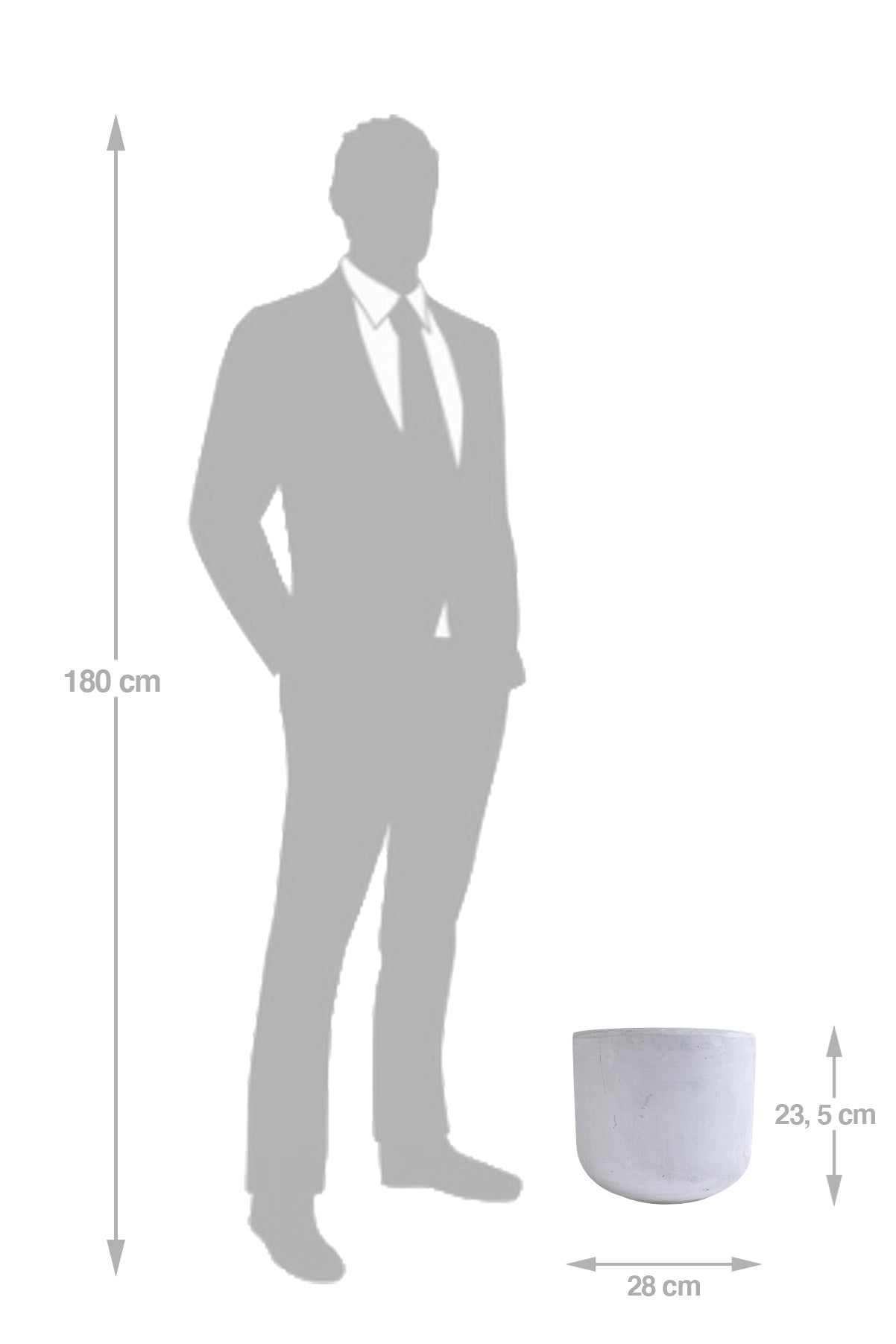 Ghiveci plante H23.5xD28 cm. gri ciment