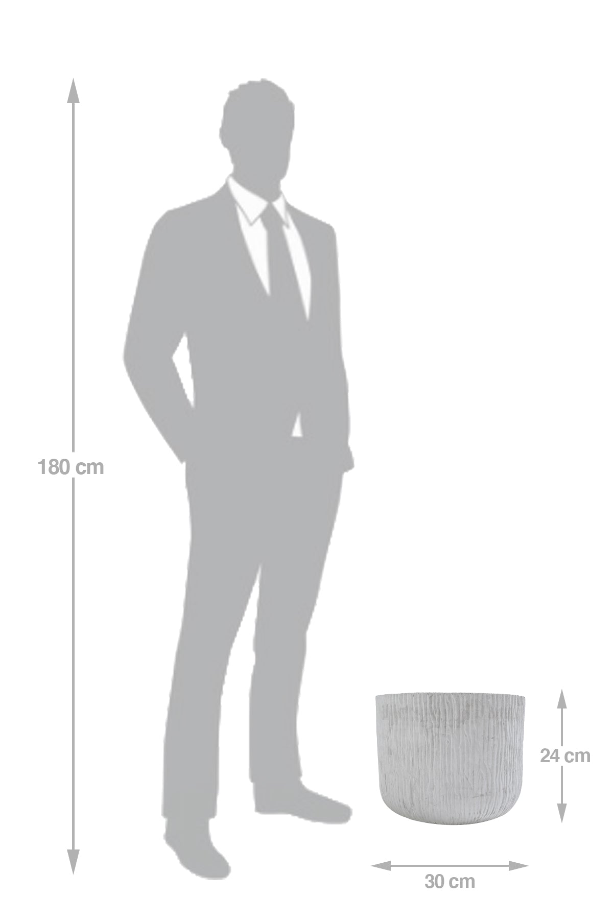 Ghiveci plante H24xD30 cm. gri ciment