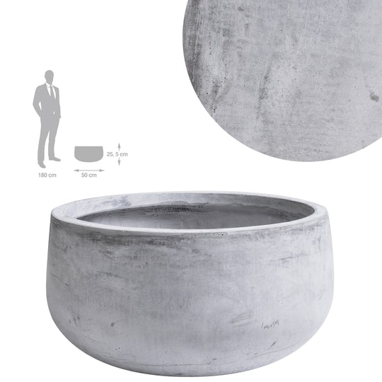 Ghiveci plante H25.5xD50 cm. gri ciment