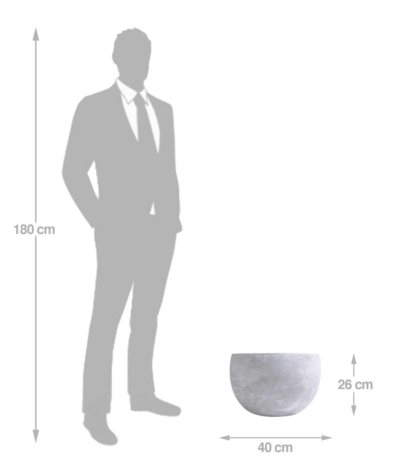 Ghiveci plante H26xD40 cm. gri ciment