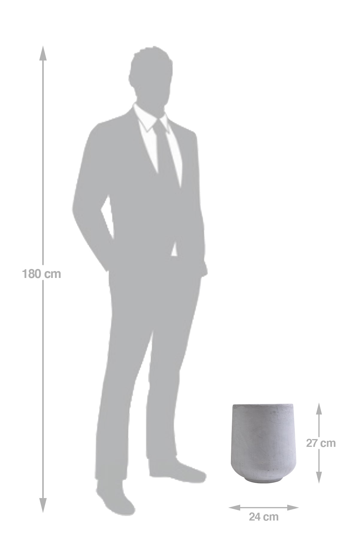 Ghiveci plante H27xD24 cm. gri ciment