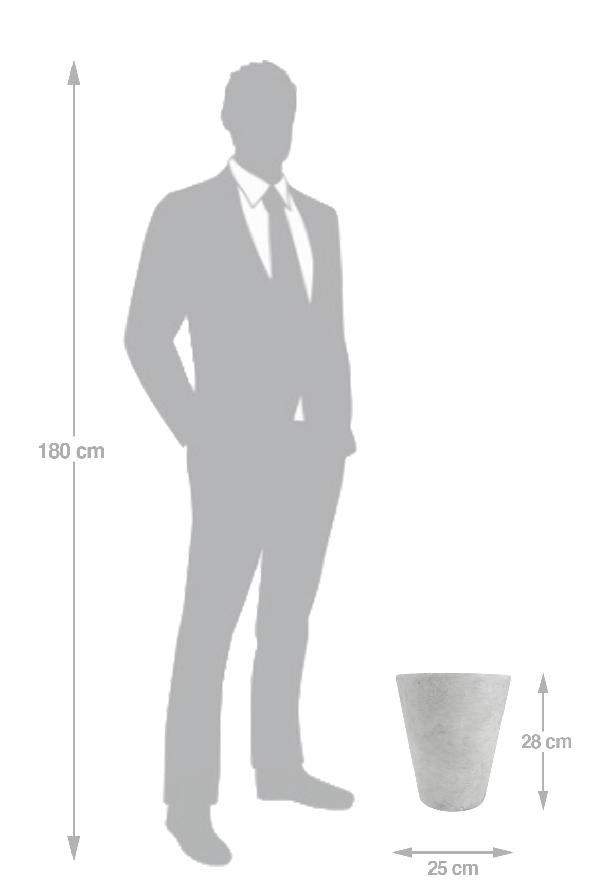 Ghiveci plante H28xD25 cm. gri ciment