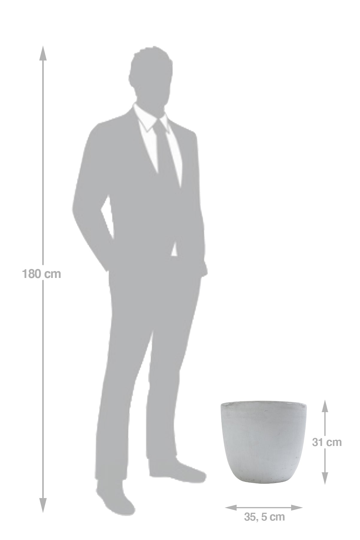 Ghiveci plante H31xD35.5 cm. gri ciment