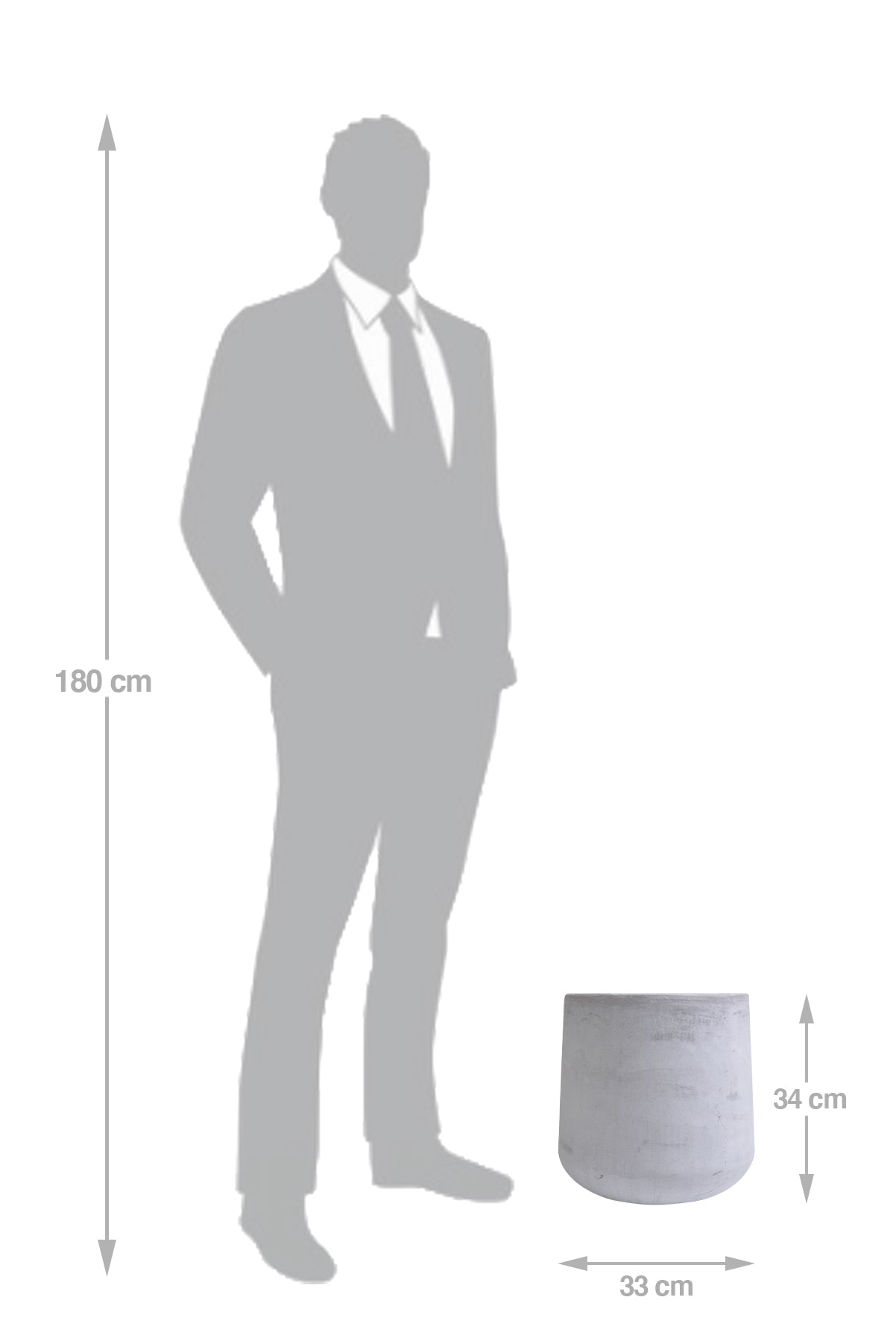 Ghiveci plante H34xD33 cm. gri ciment
