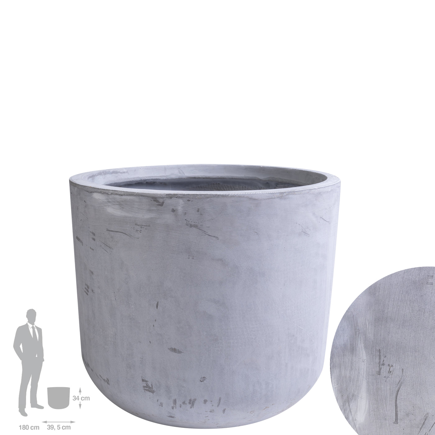 Ghiveci plante H34xD39.5 cm. gri ciment