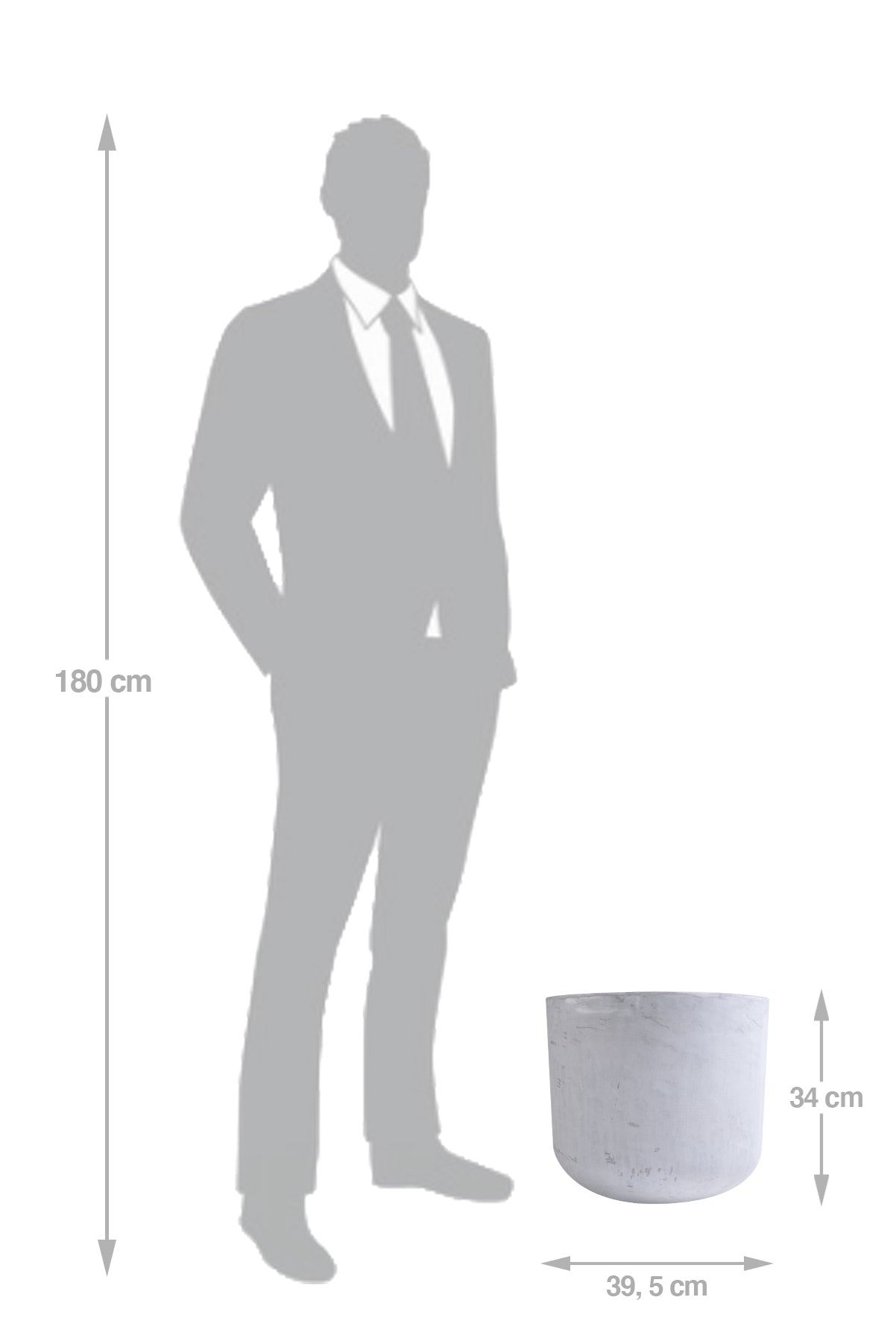 Ghiveci plante H34xD39.5 cm. gri ciment