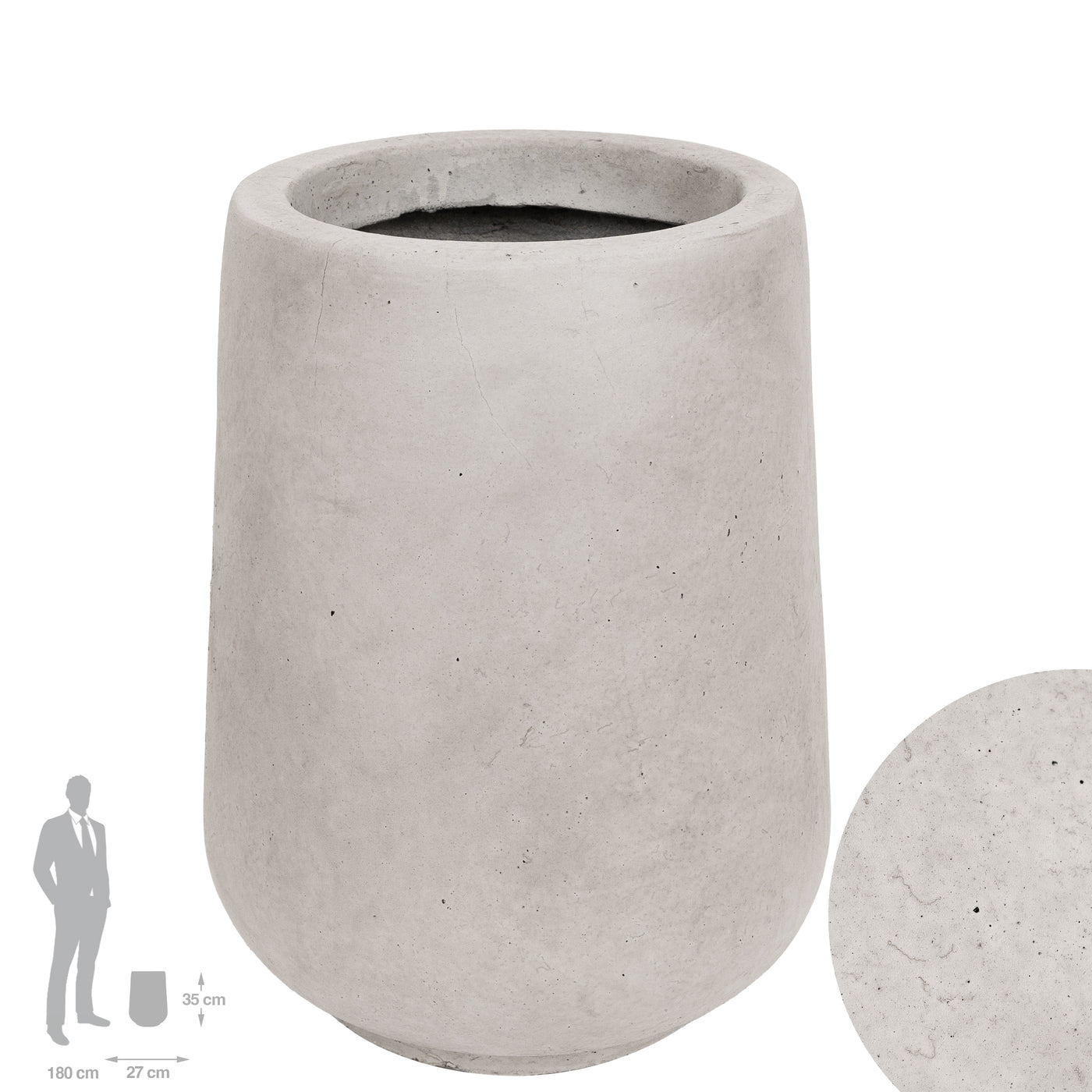 Ghiveci plante H35xD27 cm gri deschis