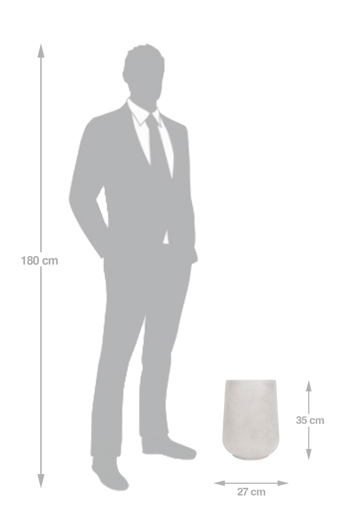 Ghiveci plante H35xD27 cm gri deschis