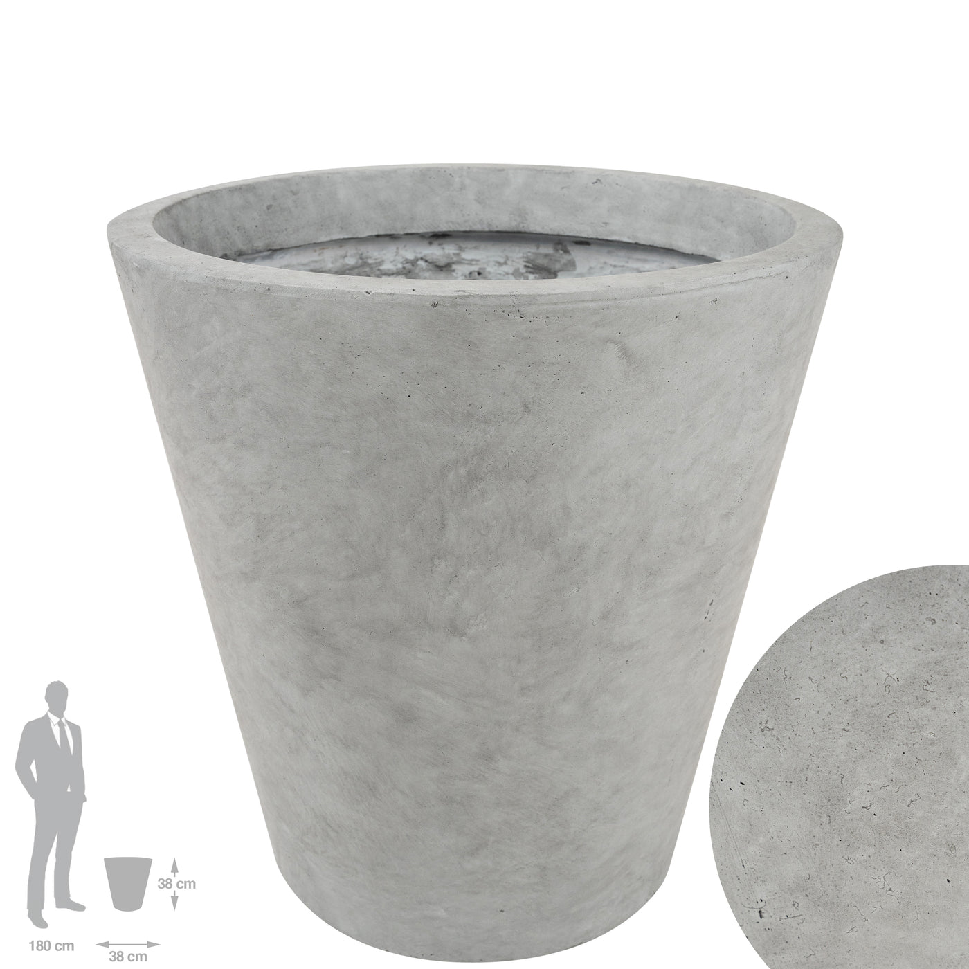 Ghiveci plante H38xD38 cm. gri ciment