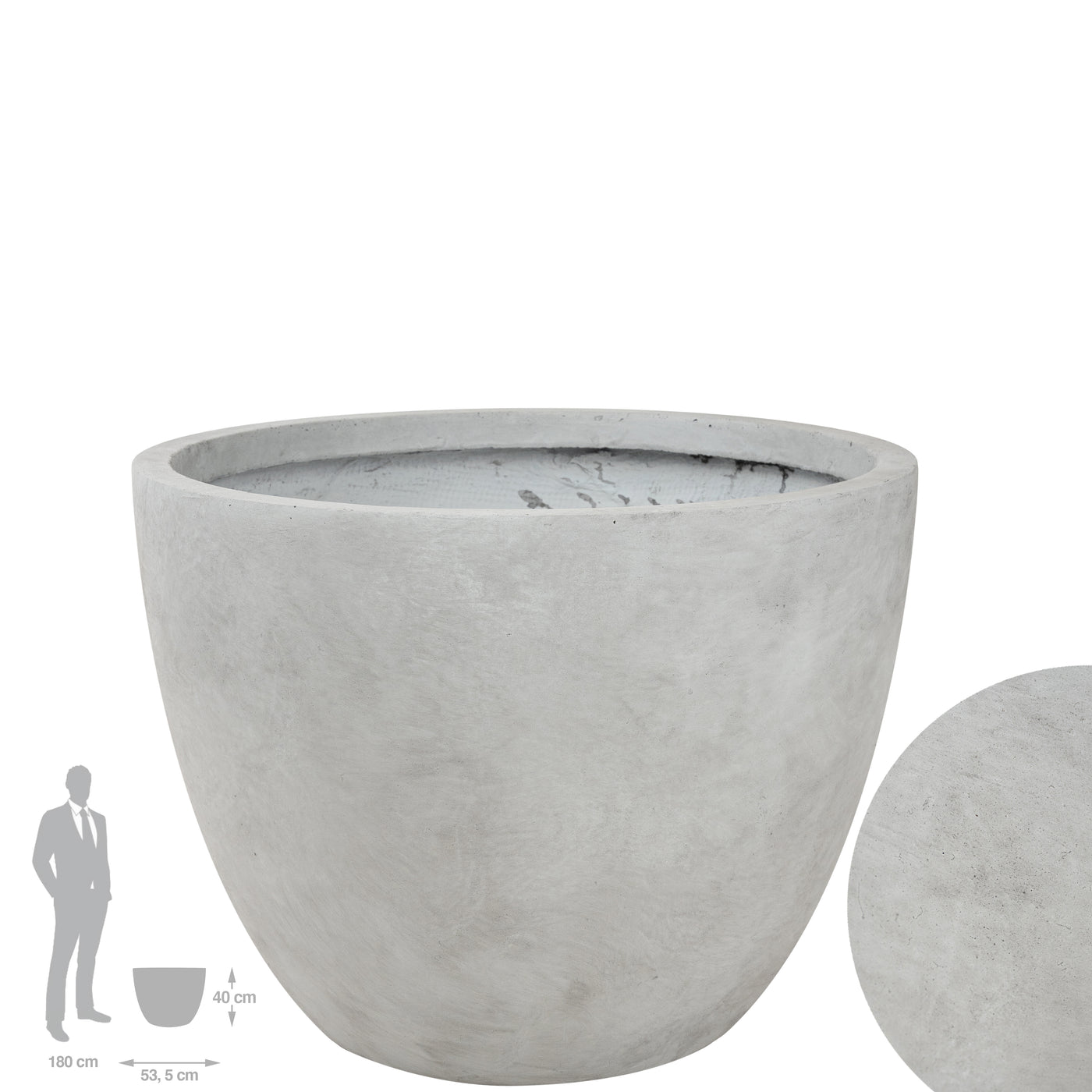 Ghiveci plante H40xD53.5 cm. gri ciment