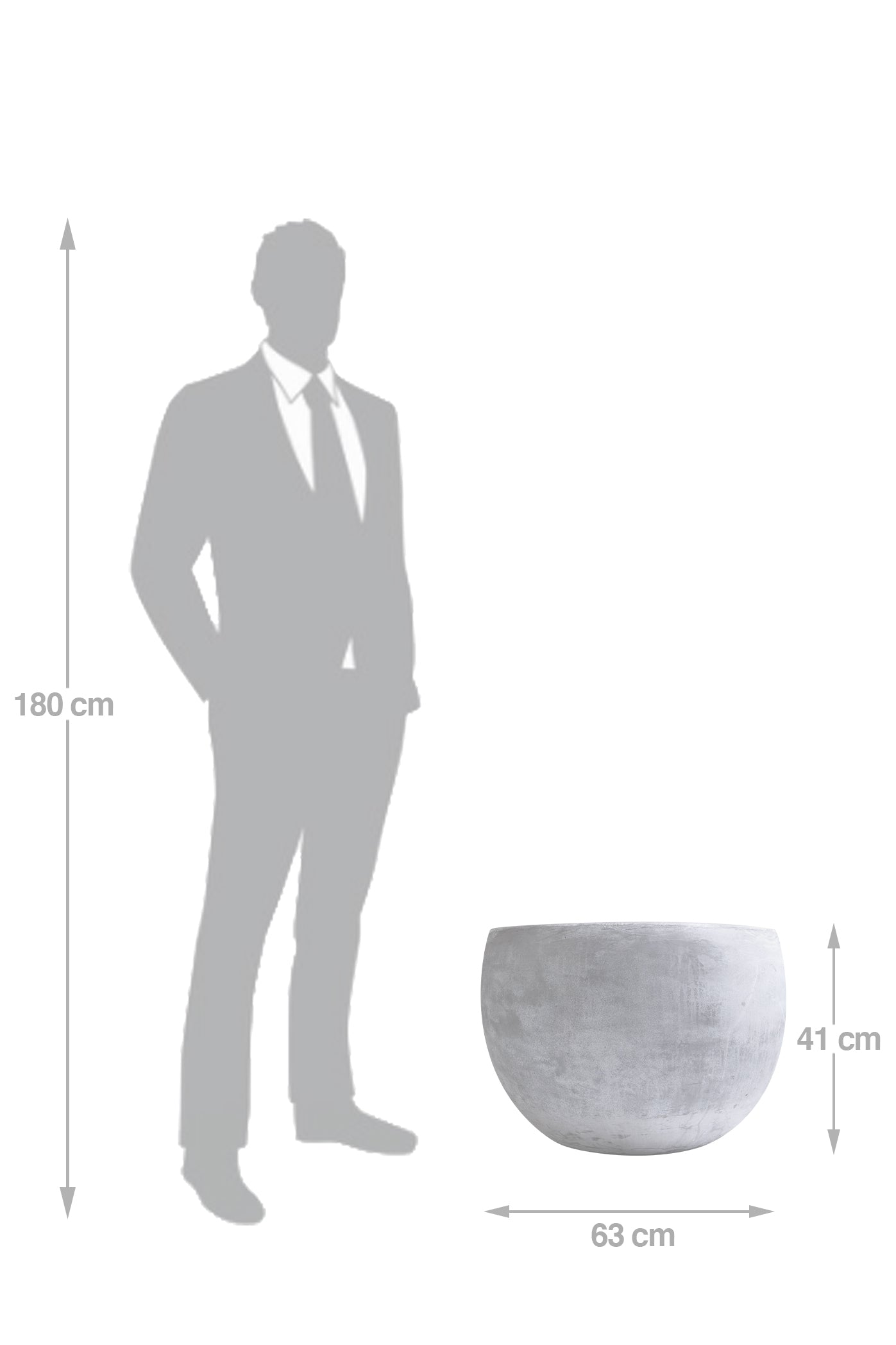 Ghiveci plante H41xD63 cm. gri ciment