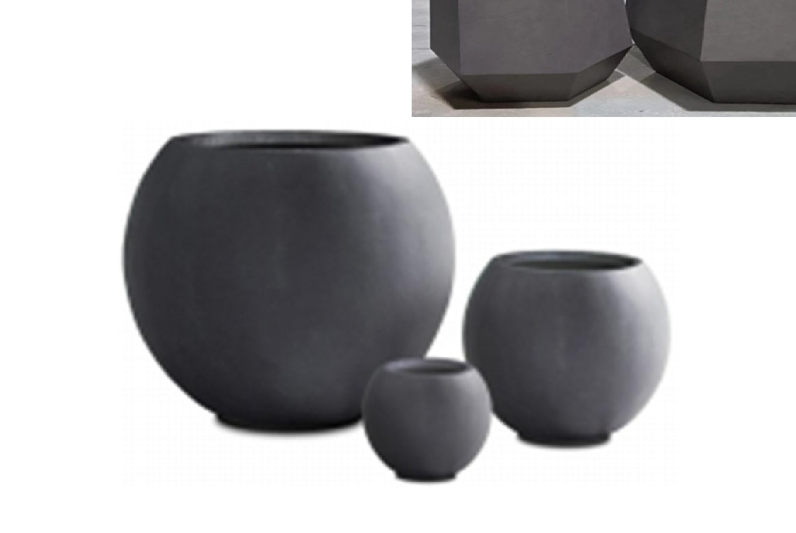 Ghiveci plante H42xD49 cm gri maroniu