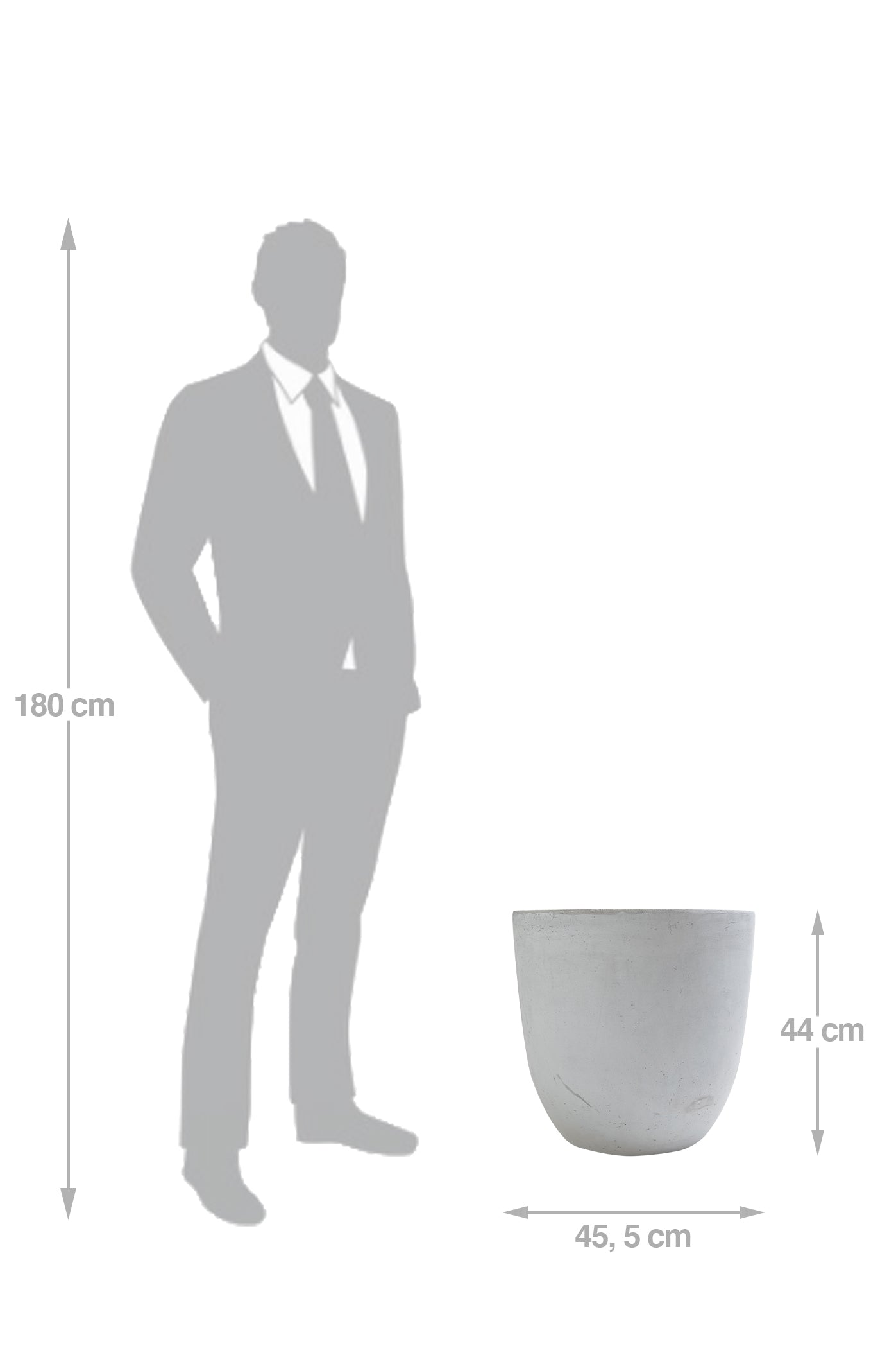 Ghiveci plante H44xD45.5 cm. gri ciment