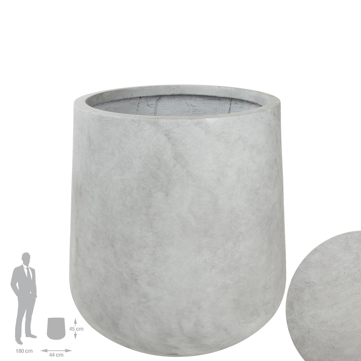Ghiveci plante H45xD44 cm.gri ciment