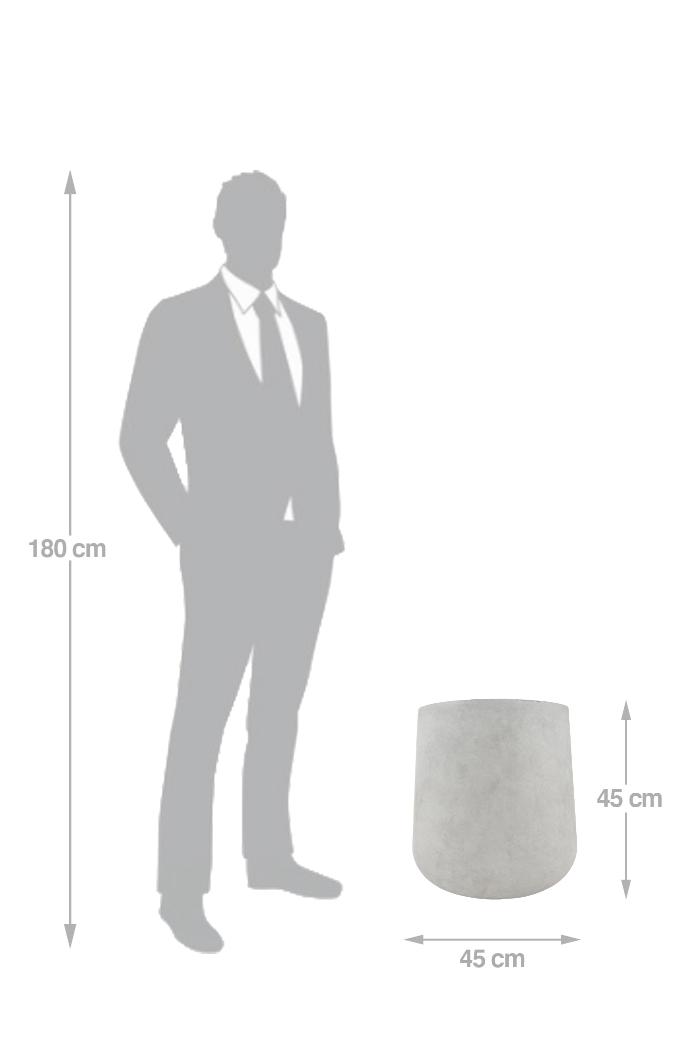 Ghiveci plante H45xD45 cm. gri ciment