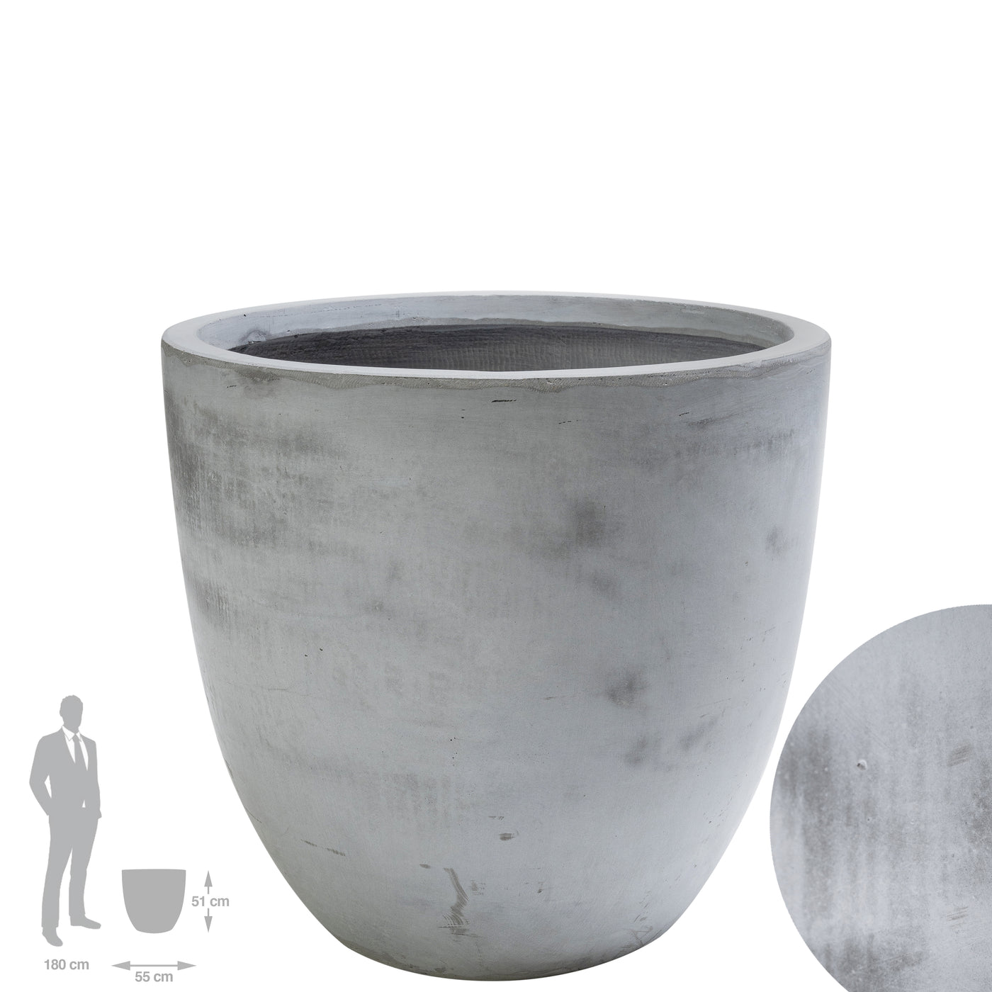 Ghiveci plante H51xD55 cm. gri ciment