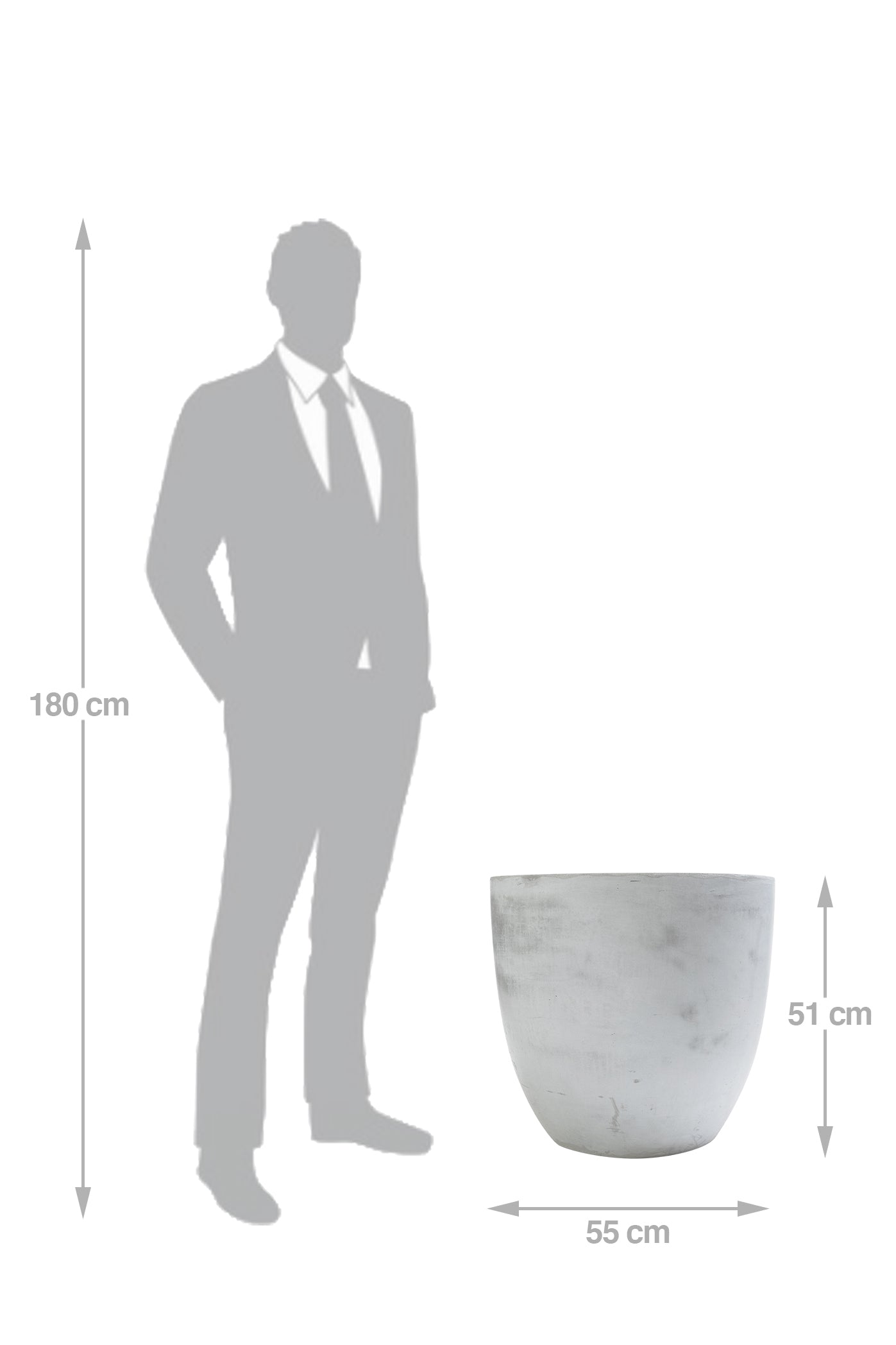 Ghiveci plante H51xD55 cm. gri ciment