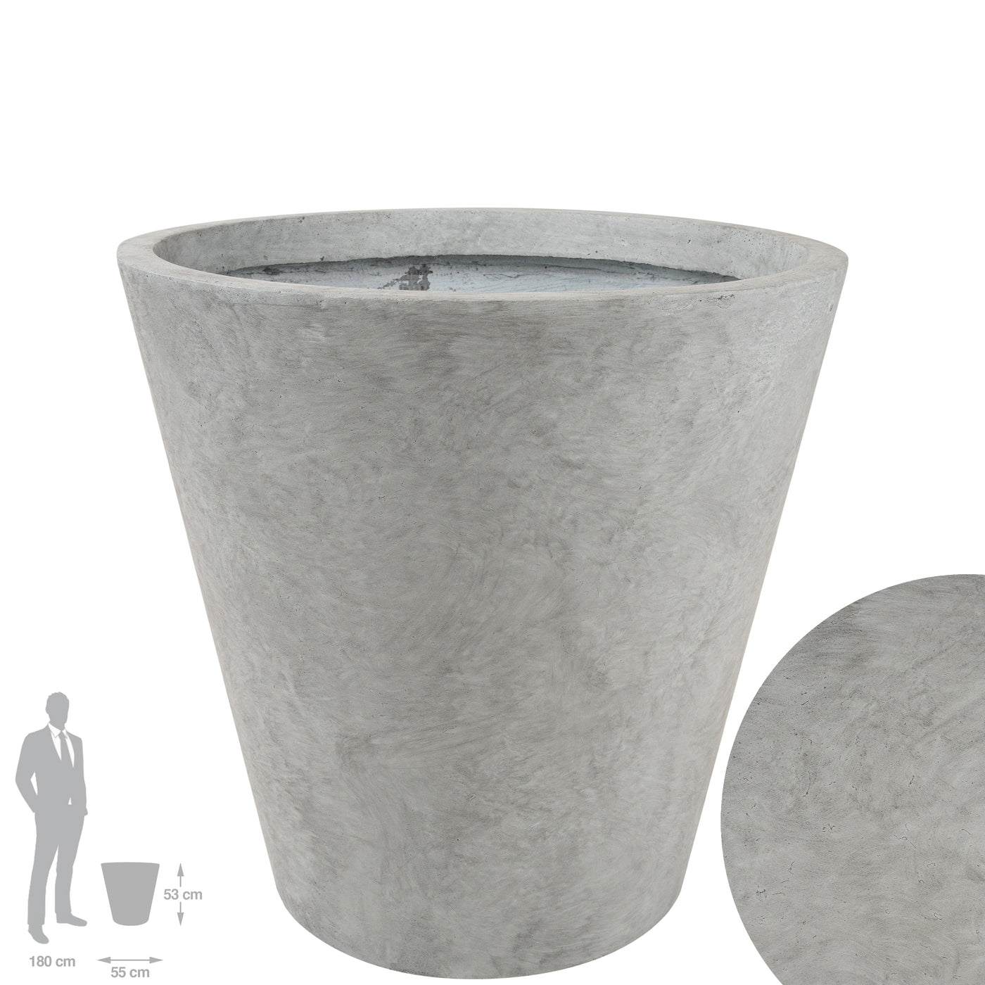 Ghiveci plante H53xD55 cm. gri ciment