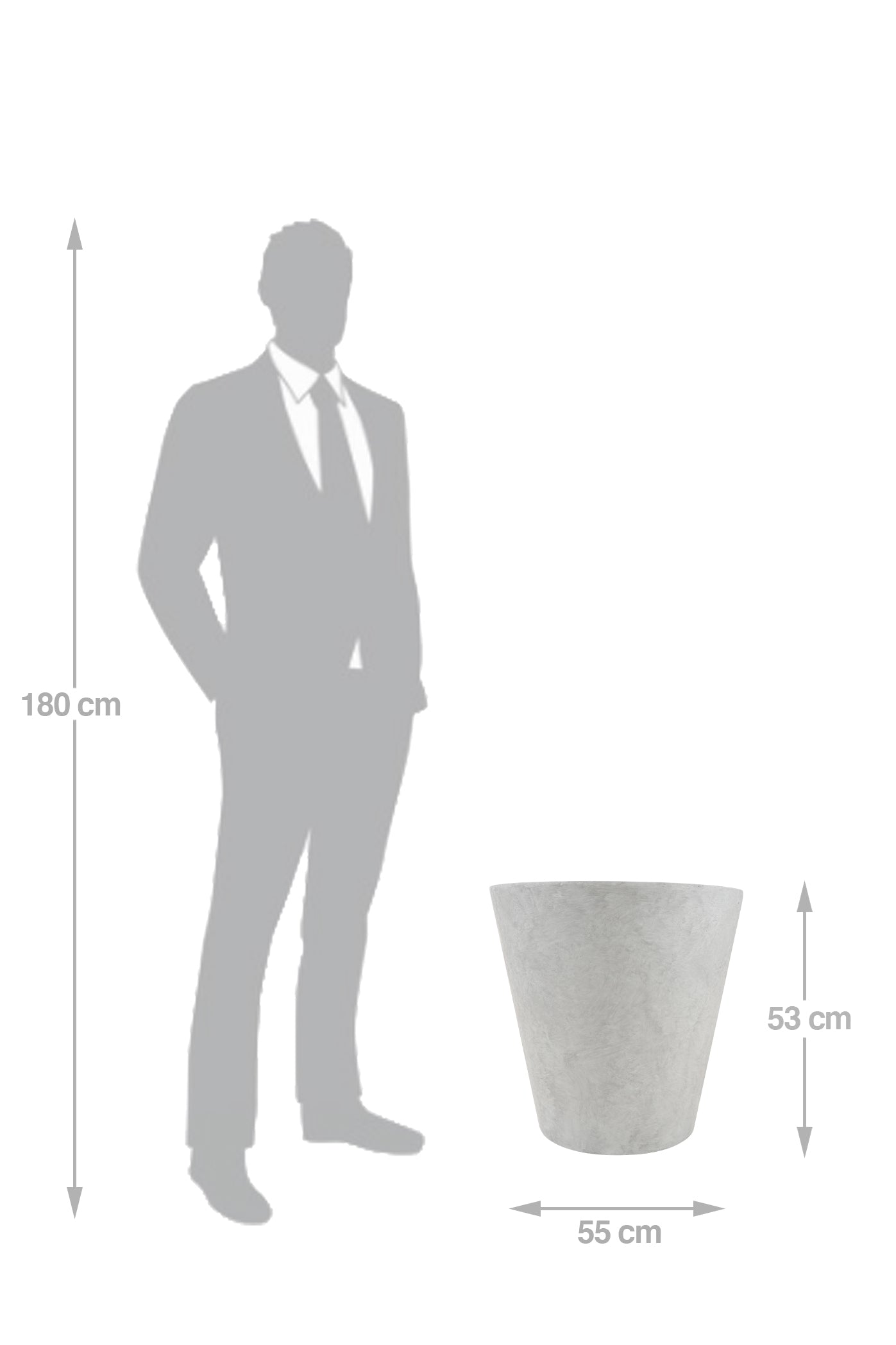 Ghiveci plante H53xD55 cm. gri ciment