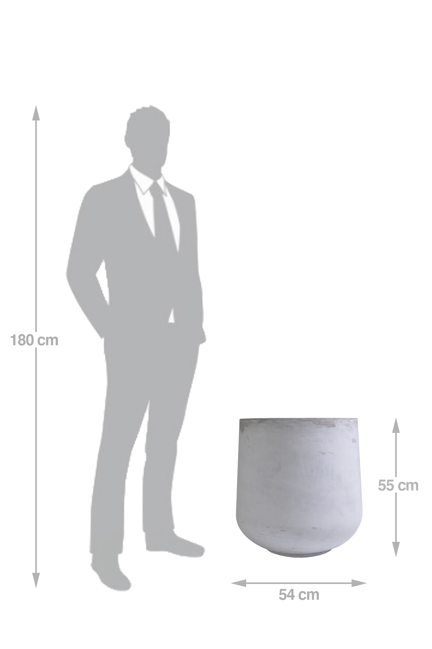 Ghiveci plante H55xD54 cm. gri ciment