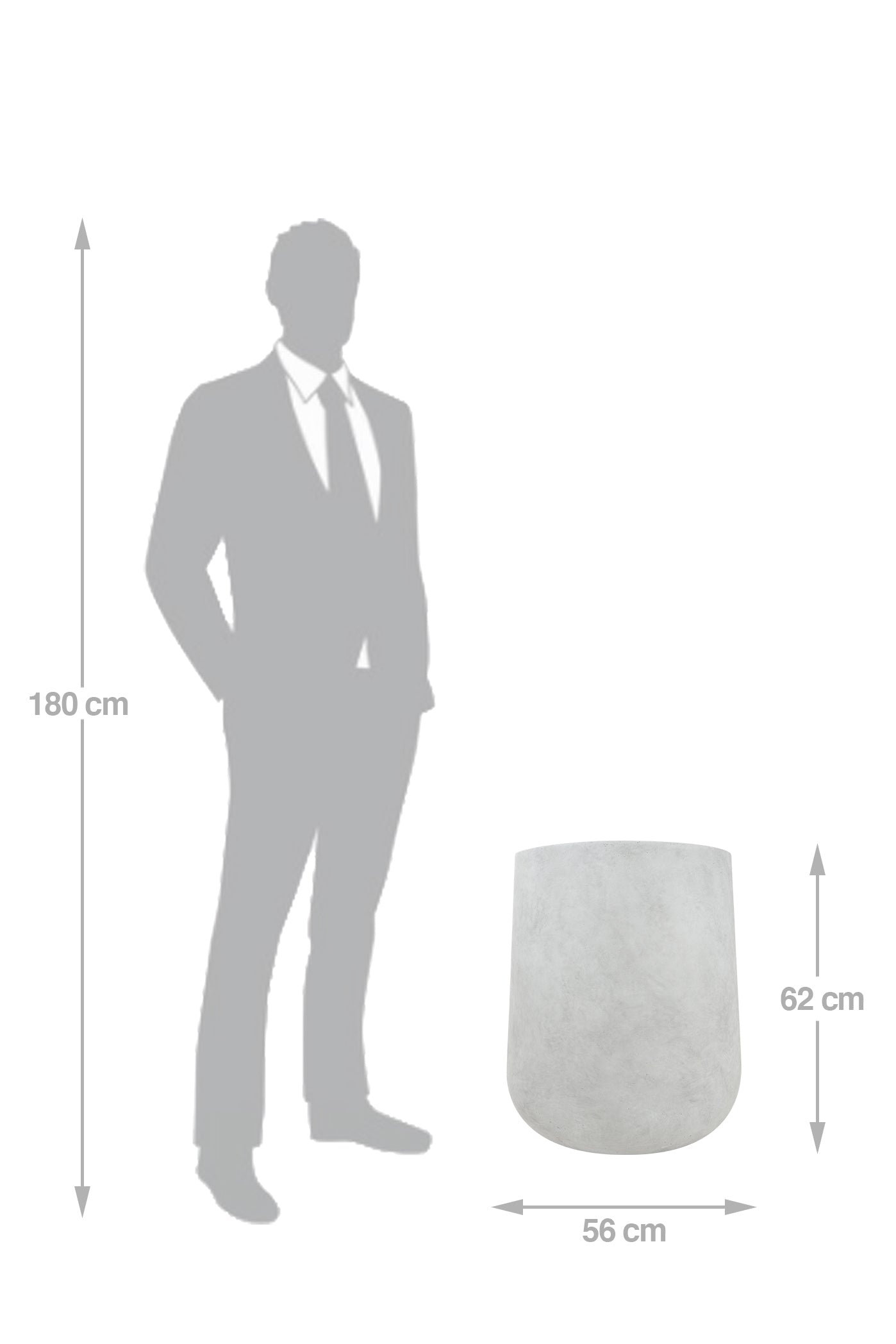 Ghiveci plante H62xD56 cm. gri ciment