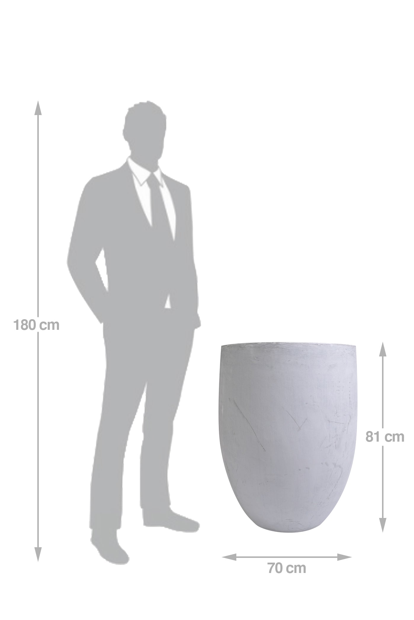 Ghiveci plante H81xD70 cm. gri ciment