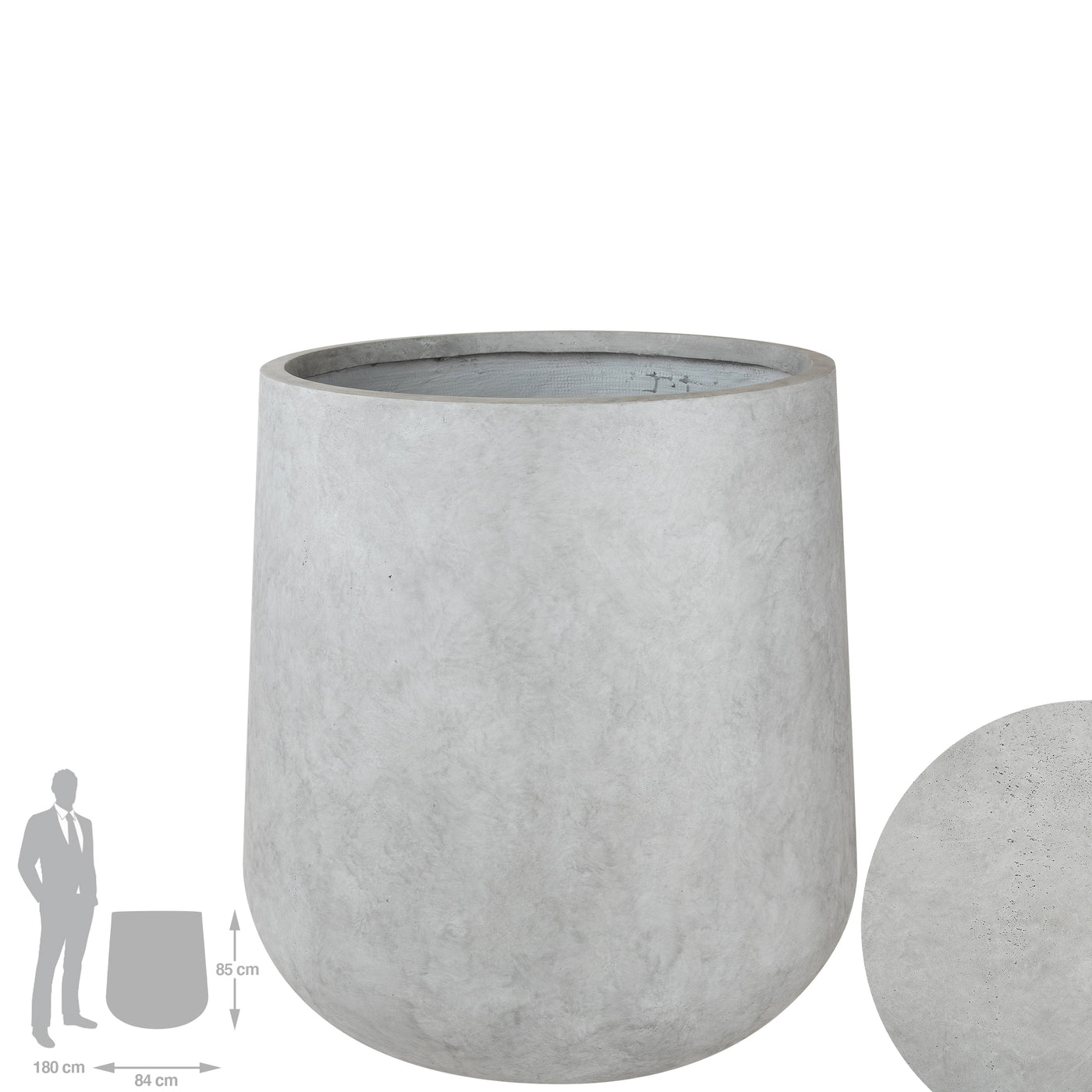 Ghiveci plante H85xD84 cm. gri ciment