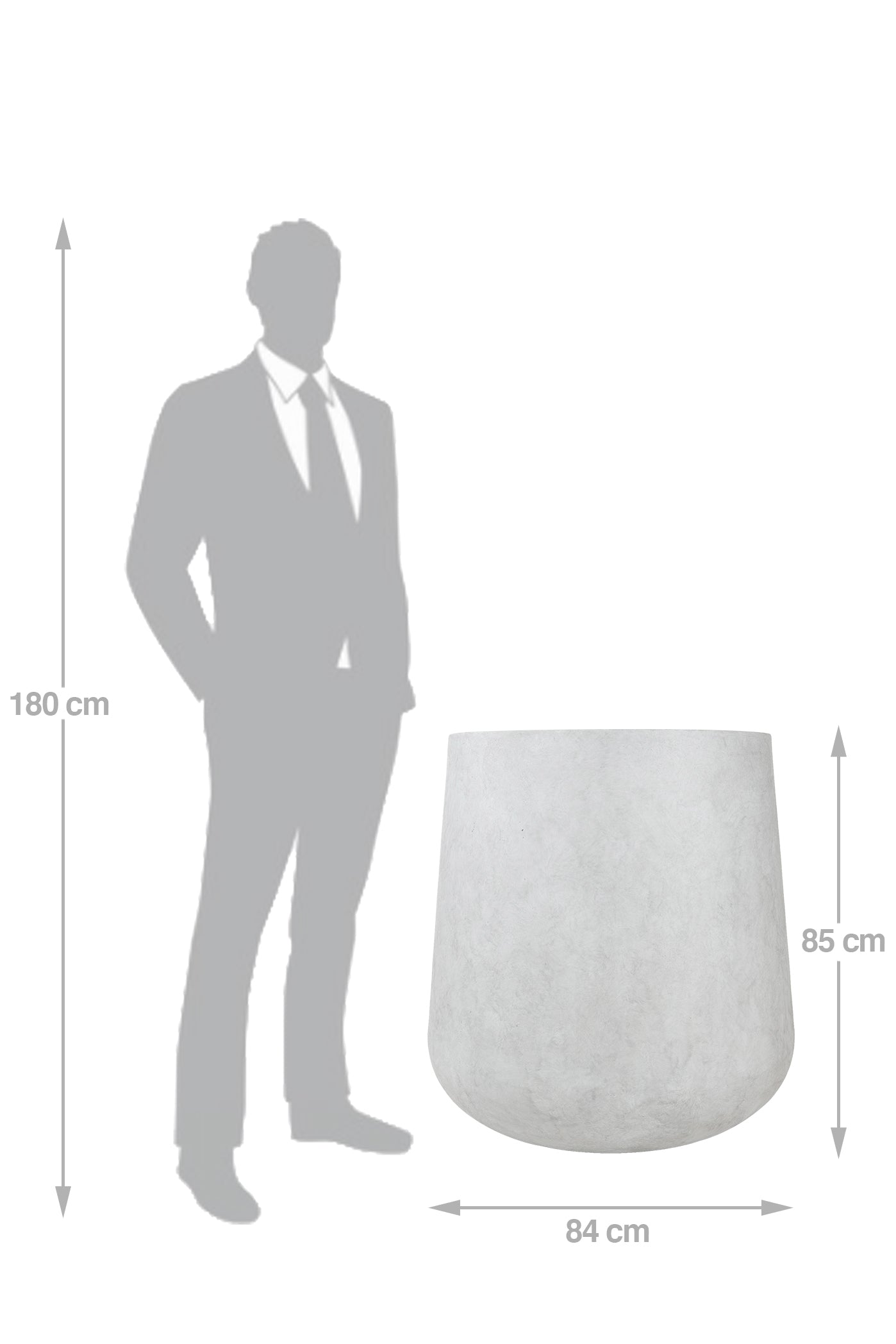 Ghiveci plante H85xD84 cm. gri ciment