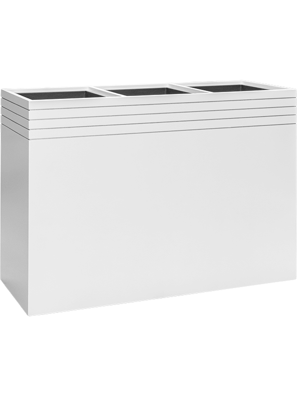 Ghiveci plante L110xW38xH75cm Baq Line-Up Rectangle Matt White (with liner and wheelplate)