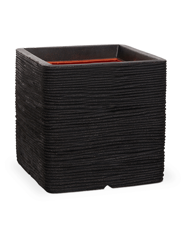 Ghiveci plante L30xW30xH30cm Capi Nature Rib NL Planter Square Black