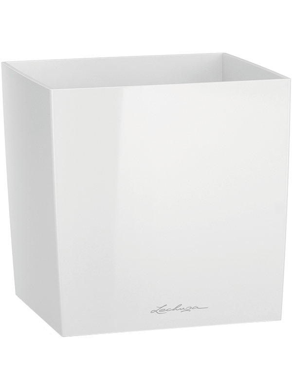 Ghiveci plante L30xW30xH30cm Lechuza Cube Premium Single Planter White High Gloss