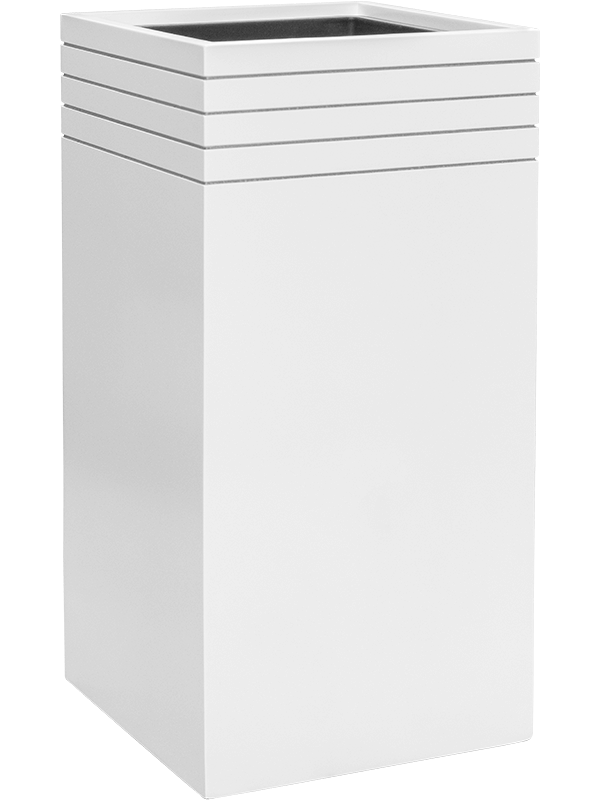 Ghiveci plante L38xW38xH75cm Baq Line-Up Square Matt White (with liner and wheelplate)