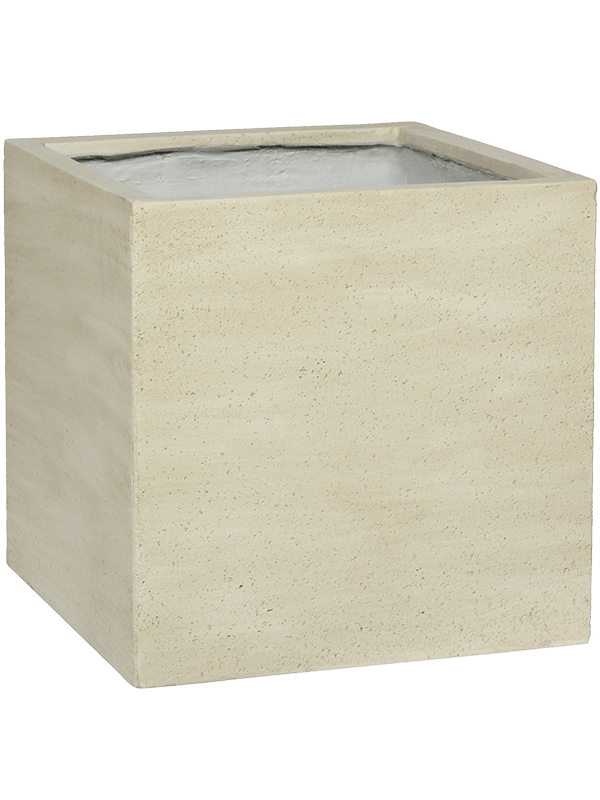 Ghiveci plante L40xW40xH40cm Cement & Stone Block M Vertical Beige Washed